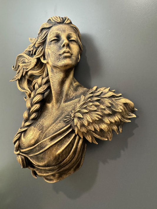 Freya Norse Goddess Wall Sculpture Bronze Style Bust Mythology Decor Viking Art Elegant Feminine Wall Relief Statement Piece