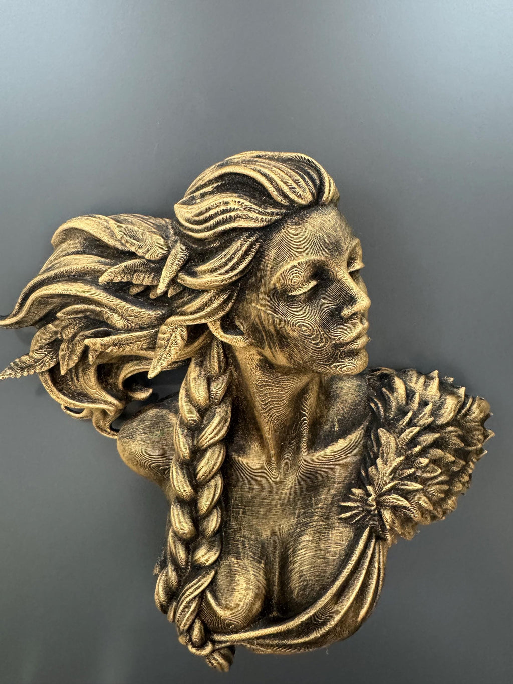 Freya Norse Goddess Wall Sculpture Bronze Style Bust Mythology Decor Viking Art Elegant Feminine Wall Relief Statement Piece