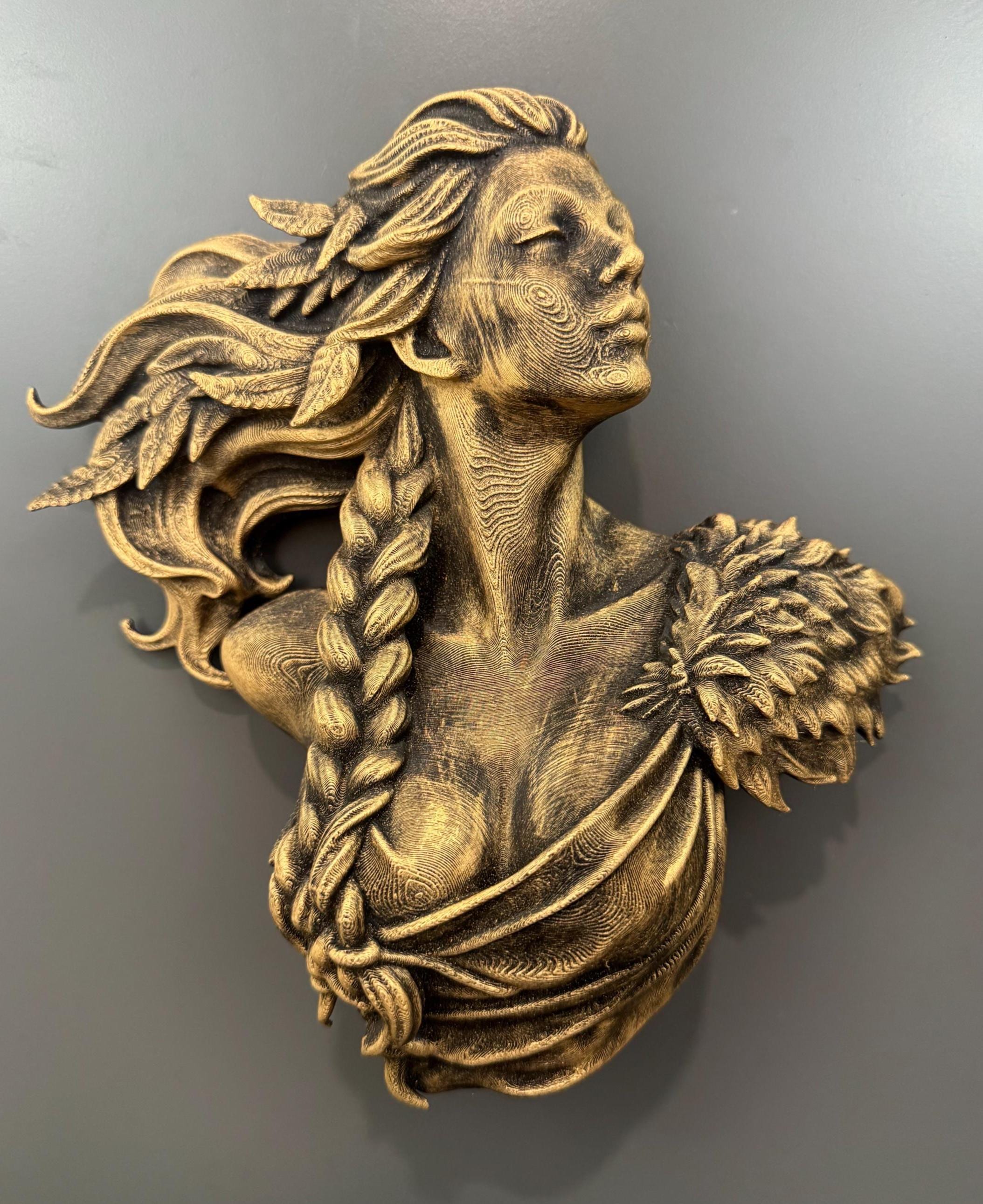 Freya Norse Goddess Wall Sculpture Bronze Style Bust Mythology Decor Viking Art Elegant Feminine Wall Relief Statement Piece