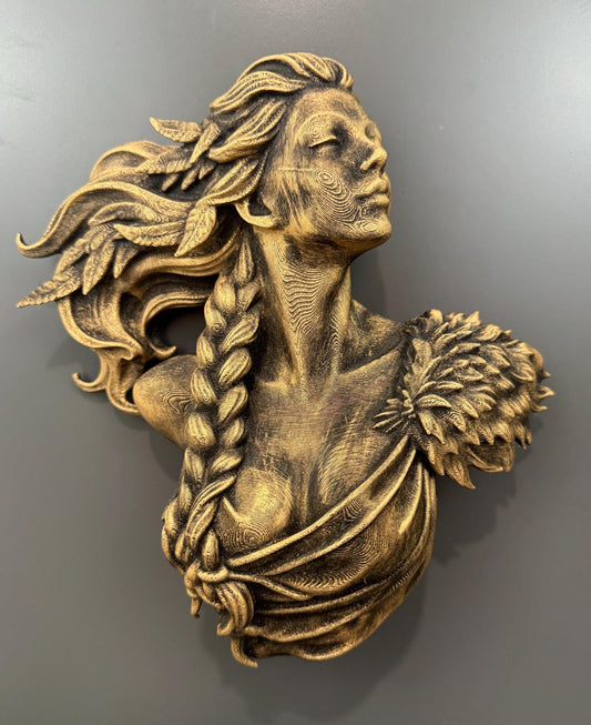 Freya Norse Goddess Wall Sculpture Bronze Style Bust Mythology Decor Viking Art Elegant Feminine Wall Relief Statement Piece