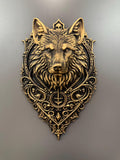 Wolf Wall Sculpture Gothic Norse Style Bronze Finish Mythic Animal Decor Viking Wall Art Statement Piece