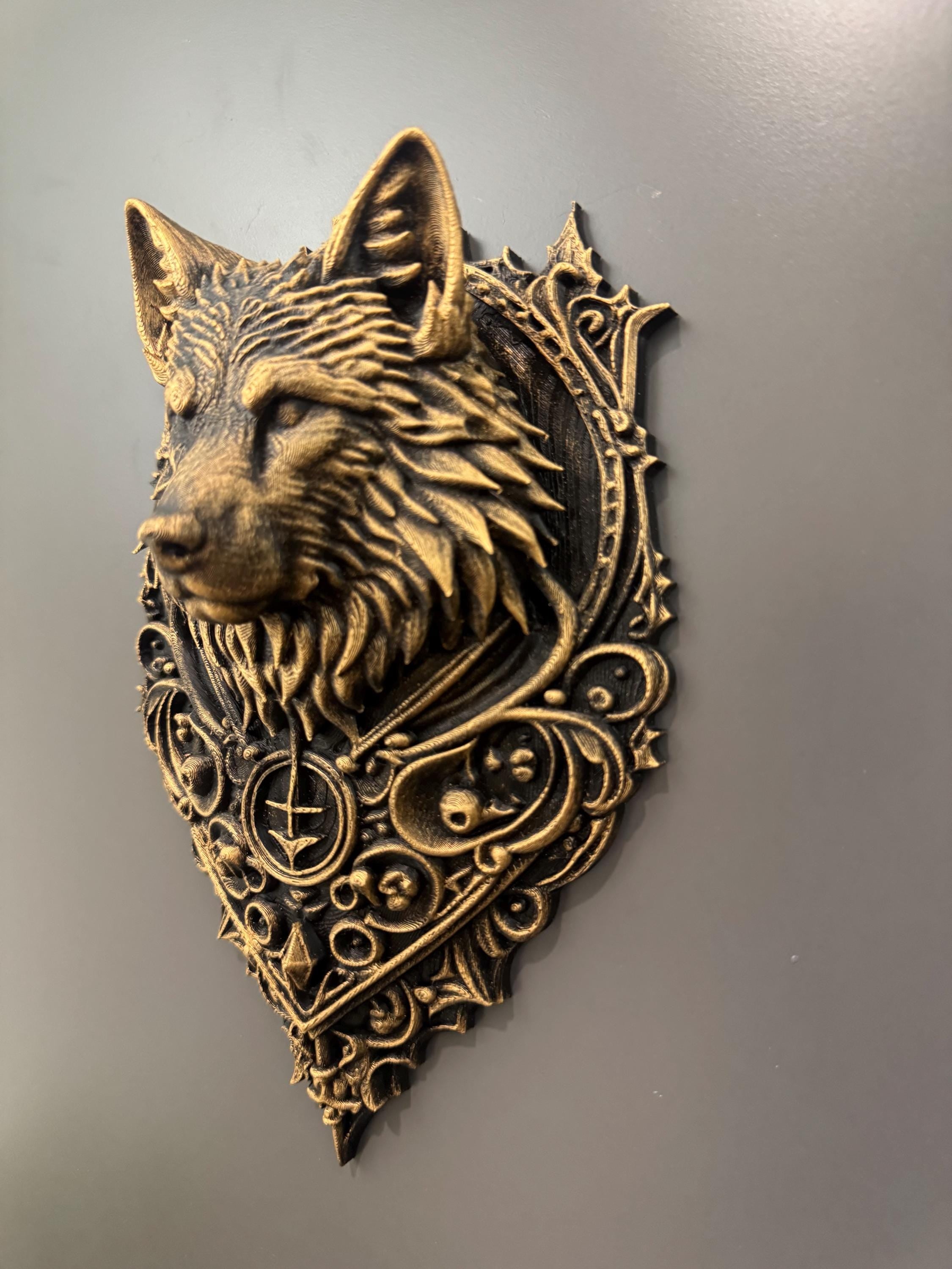 Wolf Wall Sculpture Gothic Norse Style Bronze Finish Mythic Animal Decor Viking Wall Art Statement Piece