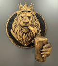 Sculptural Relief Crowned Lion with Beer - Perfect Man Cave & Bar Decor Gift