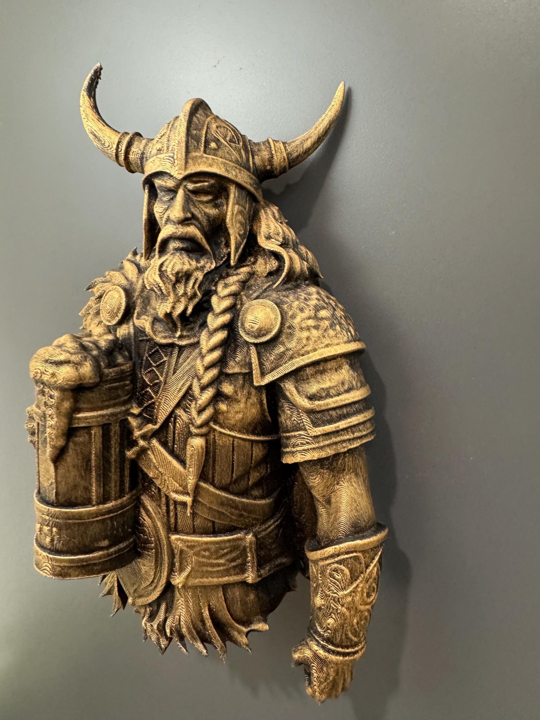Viking Beer Warrior Wall Sculpture | Masculine Wall Art | Man Cave & Home Bar Decor | Beer Gift for Him | Game Room