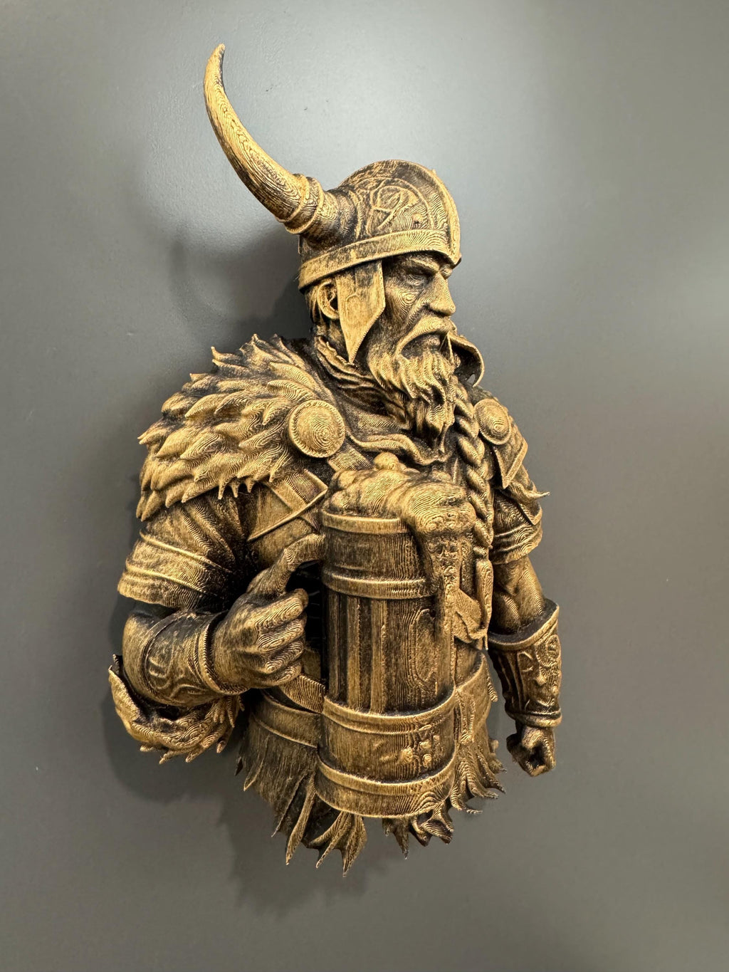 Viking Beer Warrior Wall Sculpture | Masculine Wall Art | Man Cave & Home Bar Decor | Beer Gift for Him | Game Room