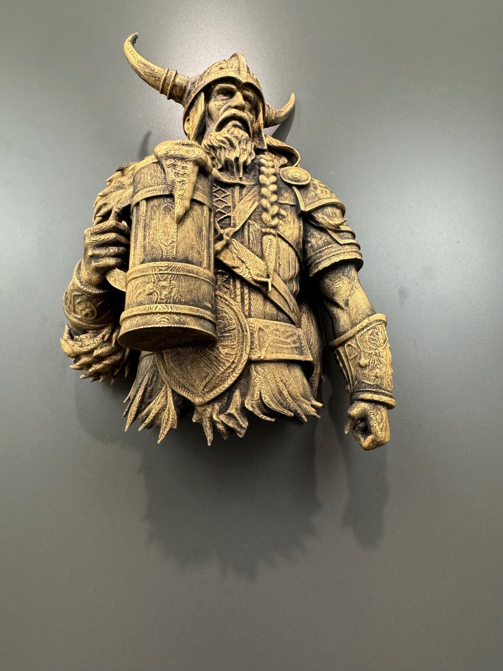 Viking Beer Warrior Wall Sculpture | Masculine Wall Art | Man Cave & Home Bar Decor | Beer Gift for Him | Game Room