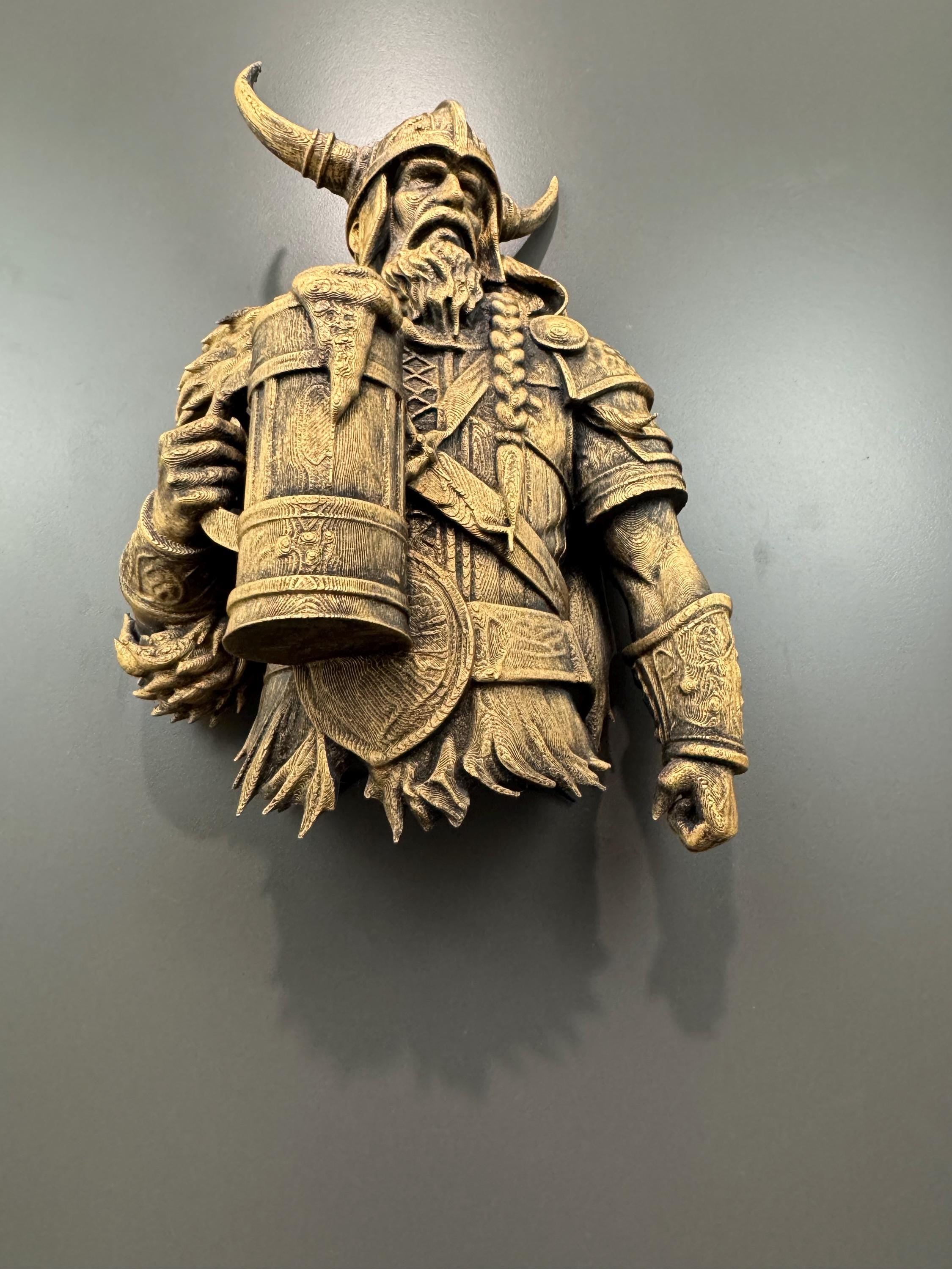 Viking Beer Warrior Wall Sculpture | Masculine Wall Art | Man Cave & Home Bar Decor | Beer Gift for Him | Game Room