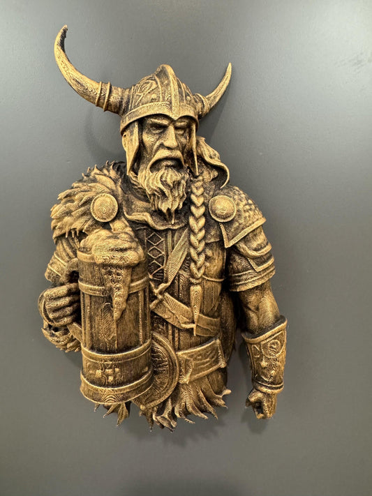 Viking Beer Warrior Wall Sculpture | Masculine Wall Art | Man Cave & Home Bar Decor | Beer Gift for Him | Game Room