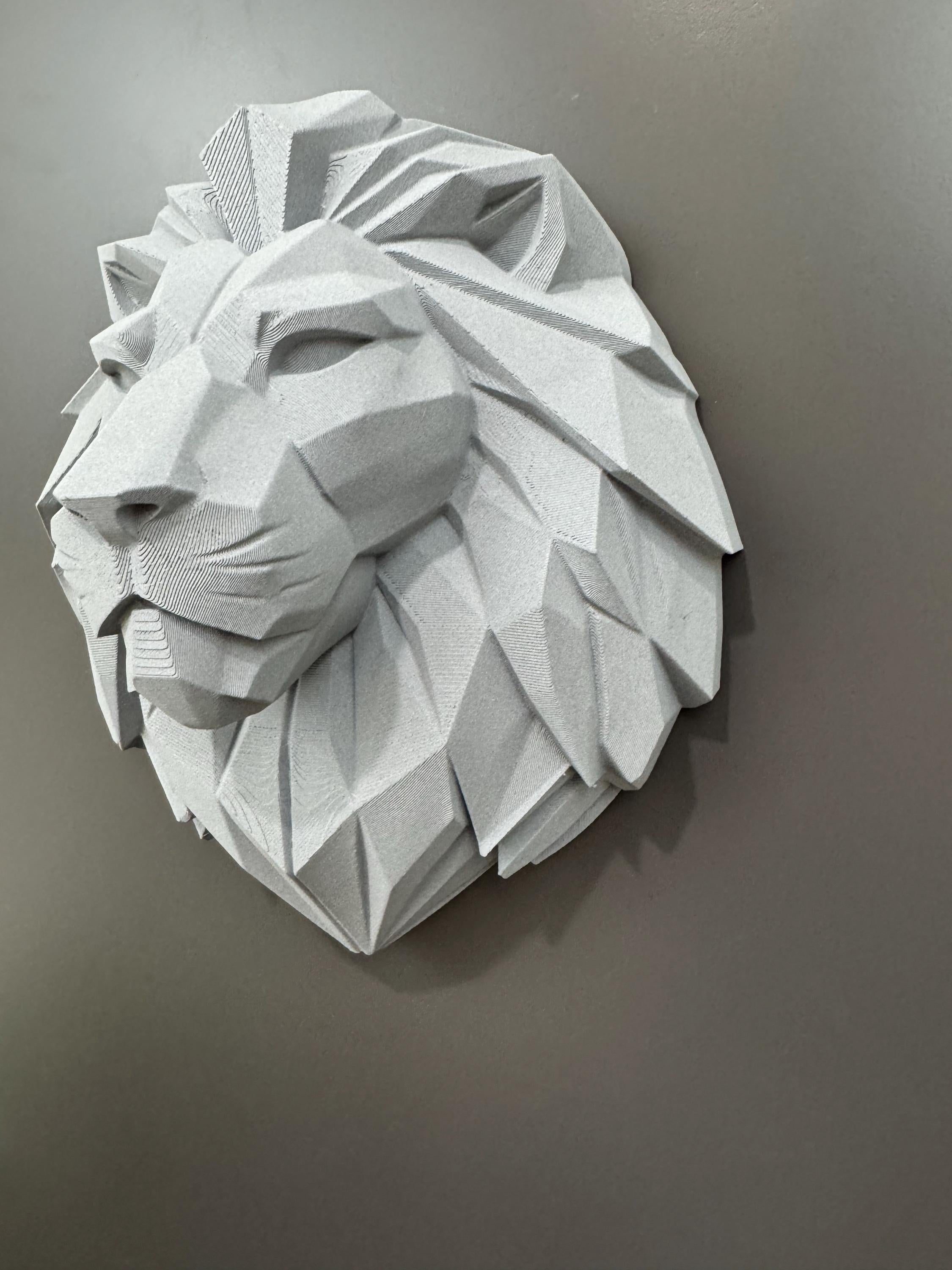 Lion Head Wall Sculpture | Geometric Low Poly Animal Decor | Modern Masculine Wall Art | Man Cave Office Statement Piece | Gift for Him