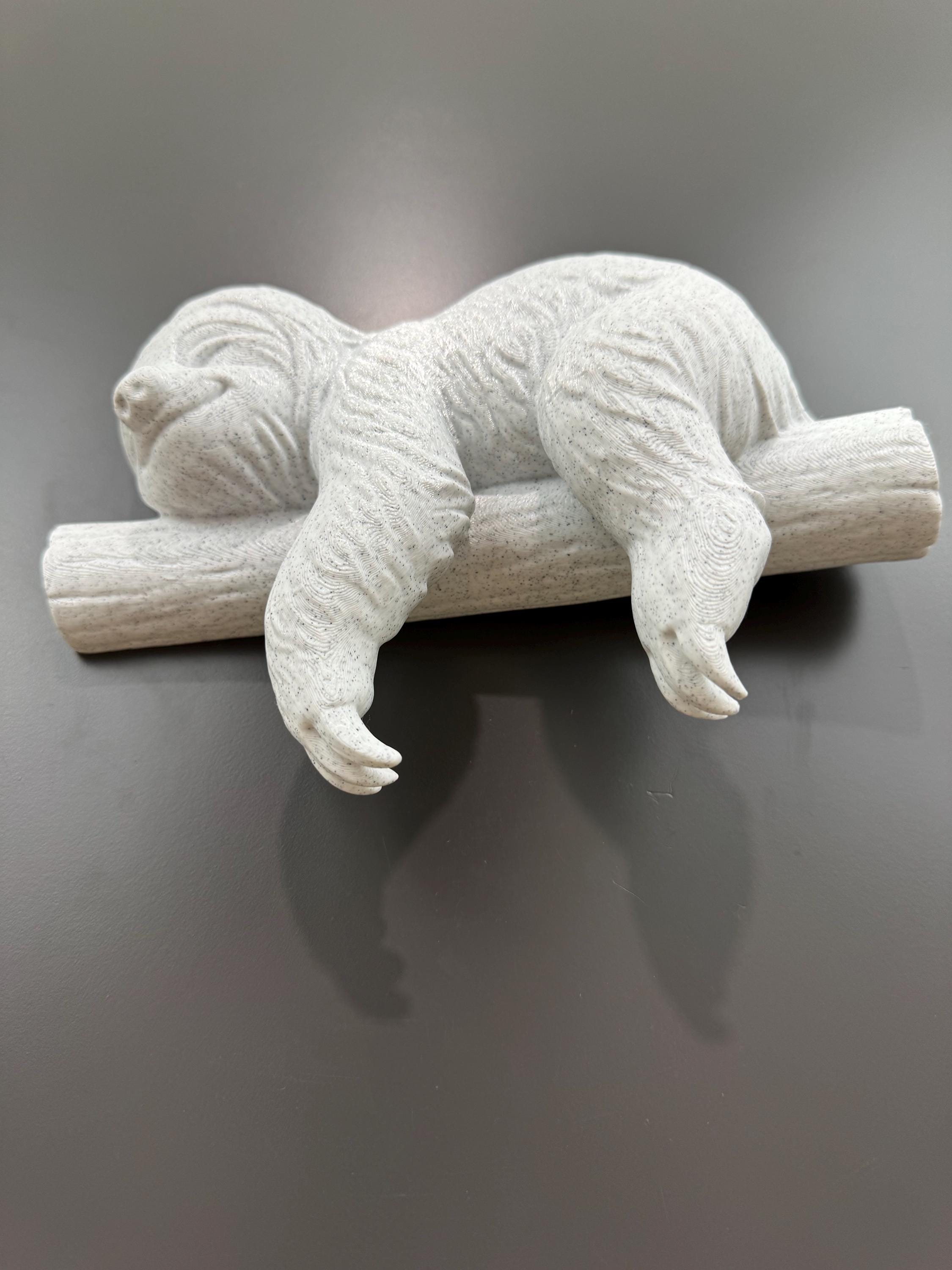 Sloth Wall Sculpture | Sleeping Sloth Wall Art | Stone Look Animal Decor | Calm Nature Wall Decor | Modern Organic Bedroom Nursery Accent