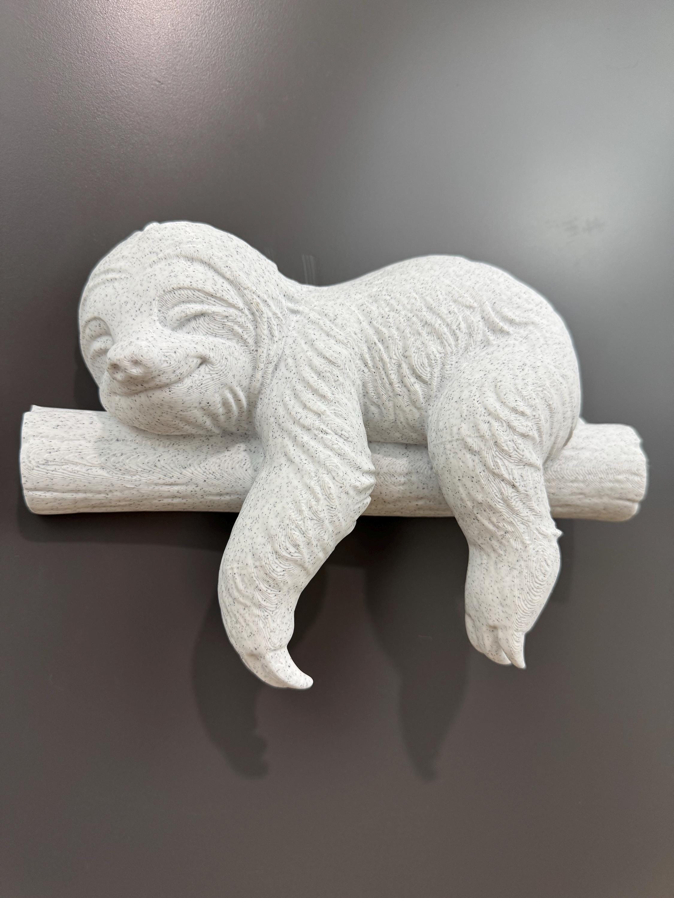 Sloth Wall Sculpture | Sleeping Sloth Wall Art | Stone Look Animal Decor | Calm Nature Wall Decor | Modern Organic Bedroom Nursery Accent