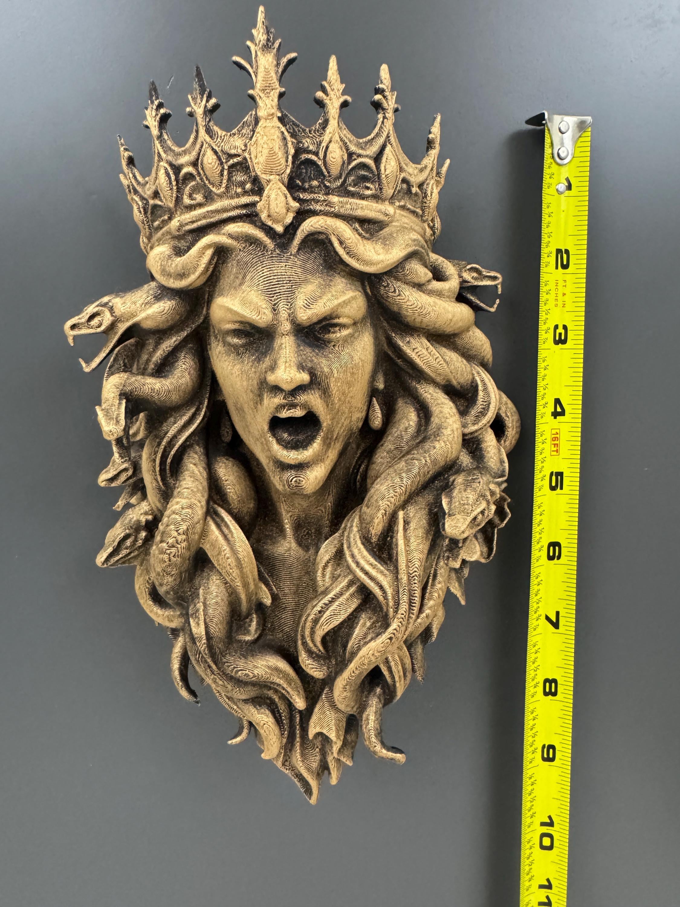 Crowned Medusa Wall Sculpture | Screaming Gorgon Queen | Gothic Snake Hair Wall Art | Dark Mythology Decor | Medusa Crown Gift