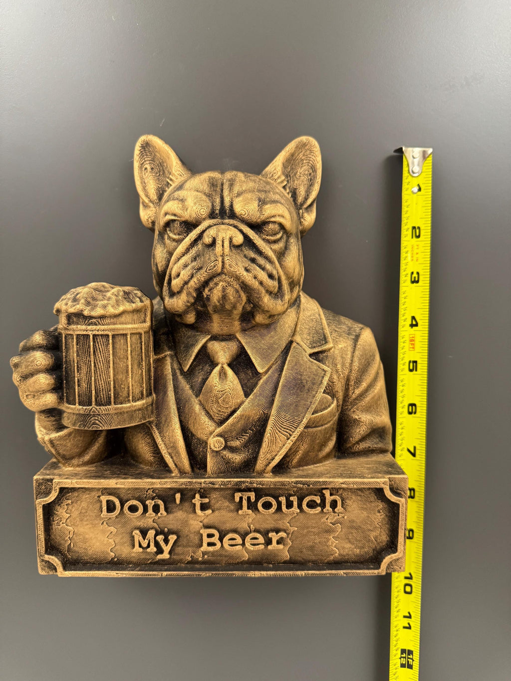 French Bulldog Beer Sign | Don’t Touch My Beer Wall Sculpture | Funny Frenchie Bar Decor | Dog in Suit Wall Art | Man Cave Gift