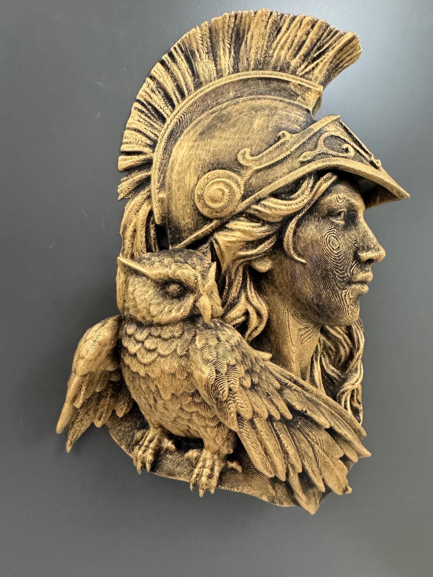 Athena Goddess Wall Bust | Greek Mythology Sculpture with Owl | Dark Academia Decor | Gift for Her