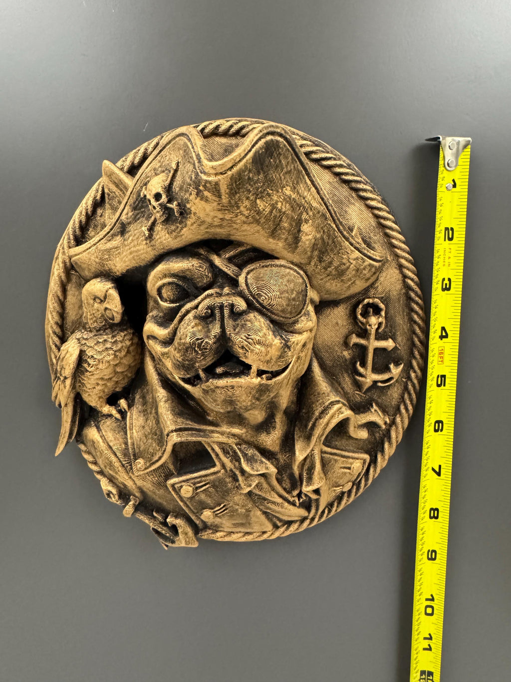 Pirate Frenchie Wall Plaque | French Bulldog Medallion | Nautical Dog Art | Funny Man Cave Gift
