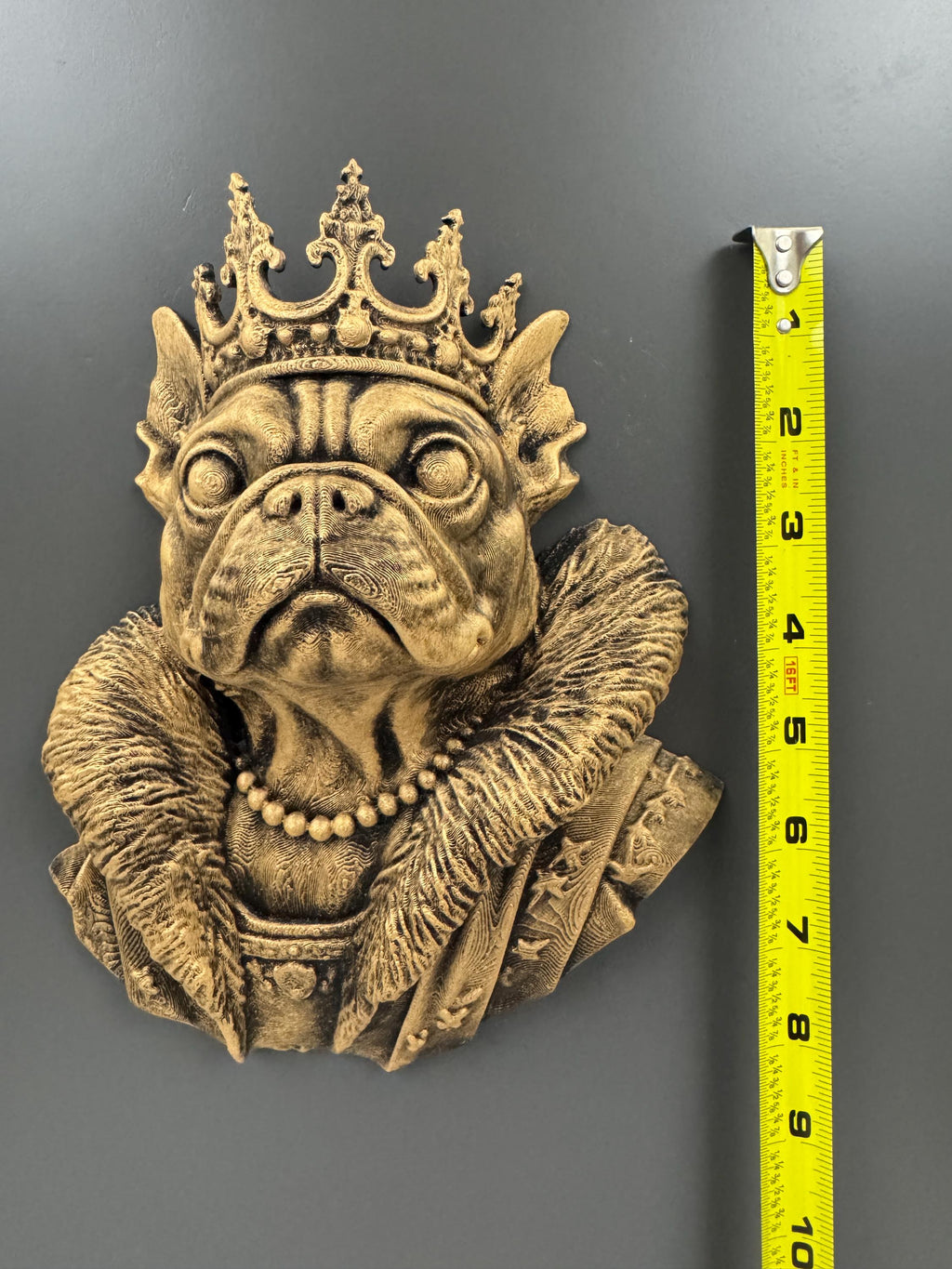 Royal French Bulldog Wall Sculpture | Crowned Frenchie Bust | Dog Lover Wall Decor | Funny Pet Gift