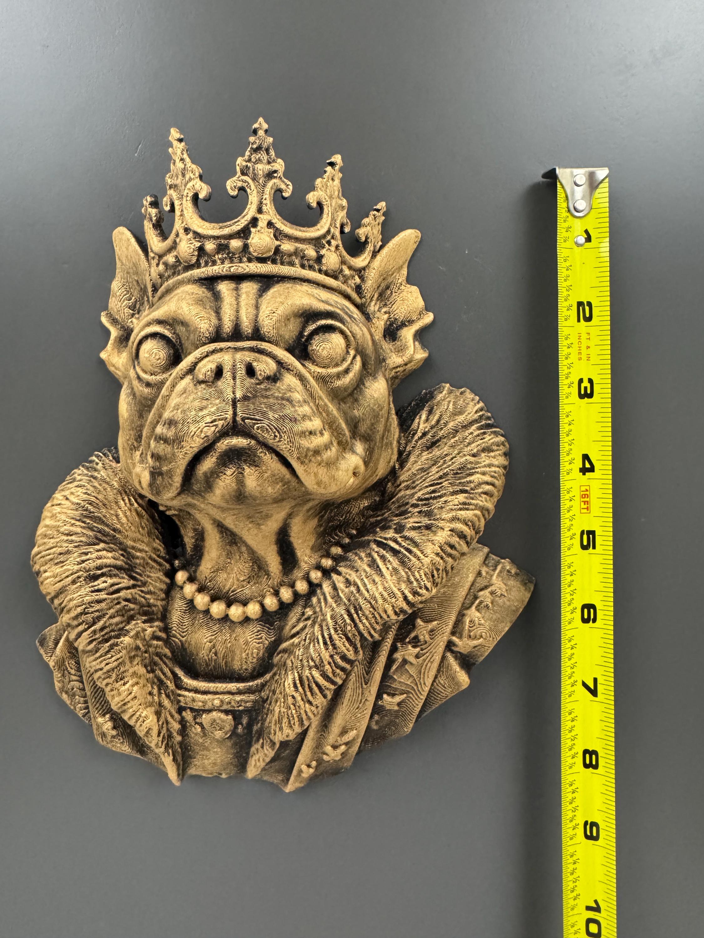 Royal French Bulldog Wall Sculpture | Crowned Frenchie Bust | Dog Lover Wall Decor | Funny Pet Gift