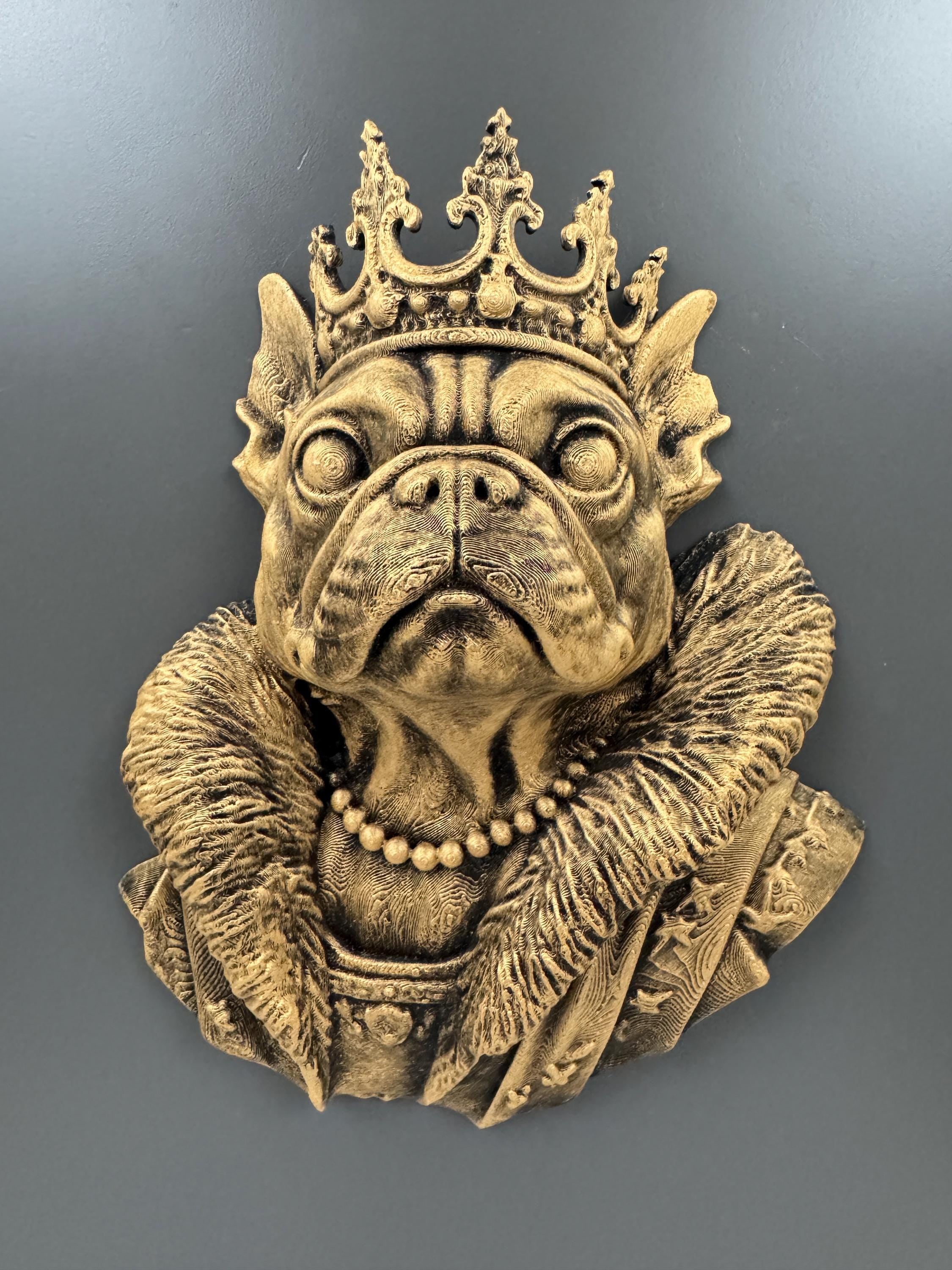 Royal French Bulldog Wall Sculpture | Crowned Frenchie Bust | Dog Lover Wall Decor | Funny Pet Gift