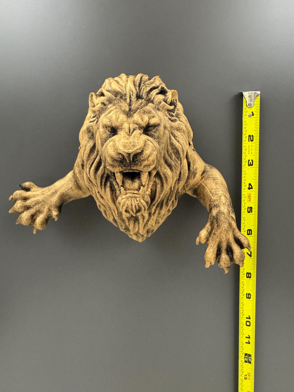 Lion Wall Sculpture | Roaring Lion Emerging Wall Art | Gothic Wildlife Decor | Antique Gold Lion Wall Mount | Predator Home Decor