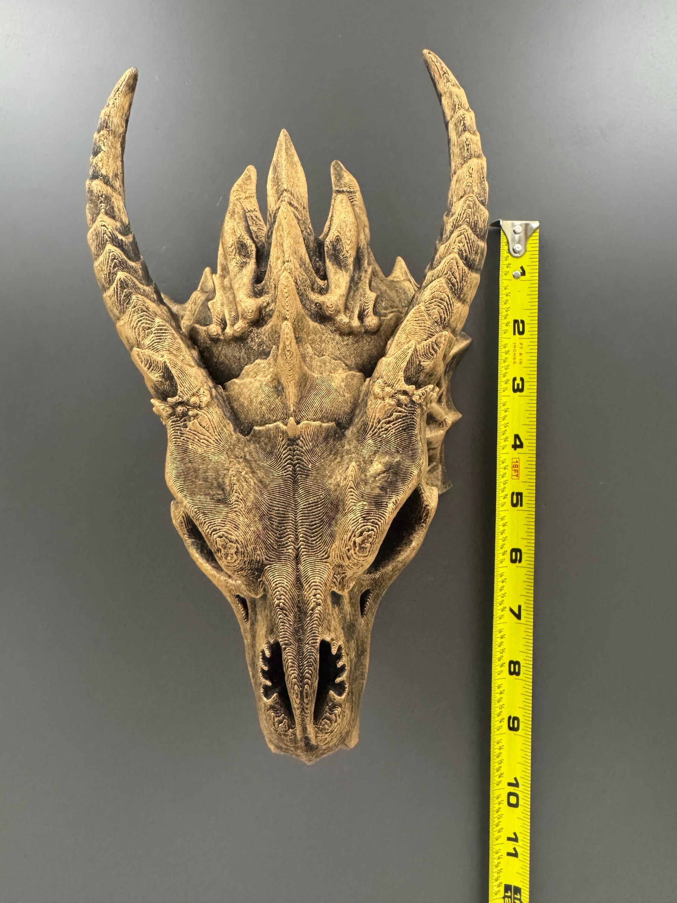 Dragon Skull Wall Mount | Gothic Fantasy Skull Wall Decor | Dragon Wall Art | Man Cave Gift for Him