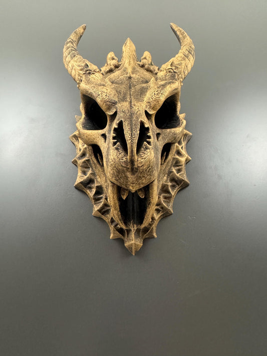 Dragon Skull Wall Mount | Gothic Fantasy Skull Wall Decor | Dragon Wall Art | Man Cave Gift for Him