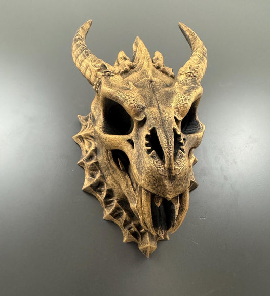 Dragon Skull Wall Mount | Gothic Fantasy Skull Wall Decor | Dragon Wall Art | Man Cave Gift for Him