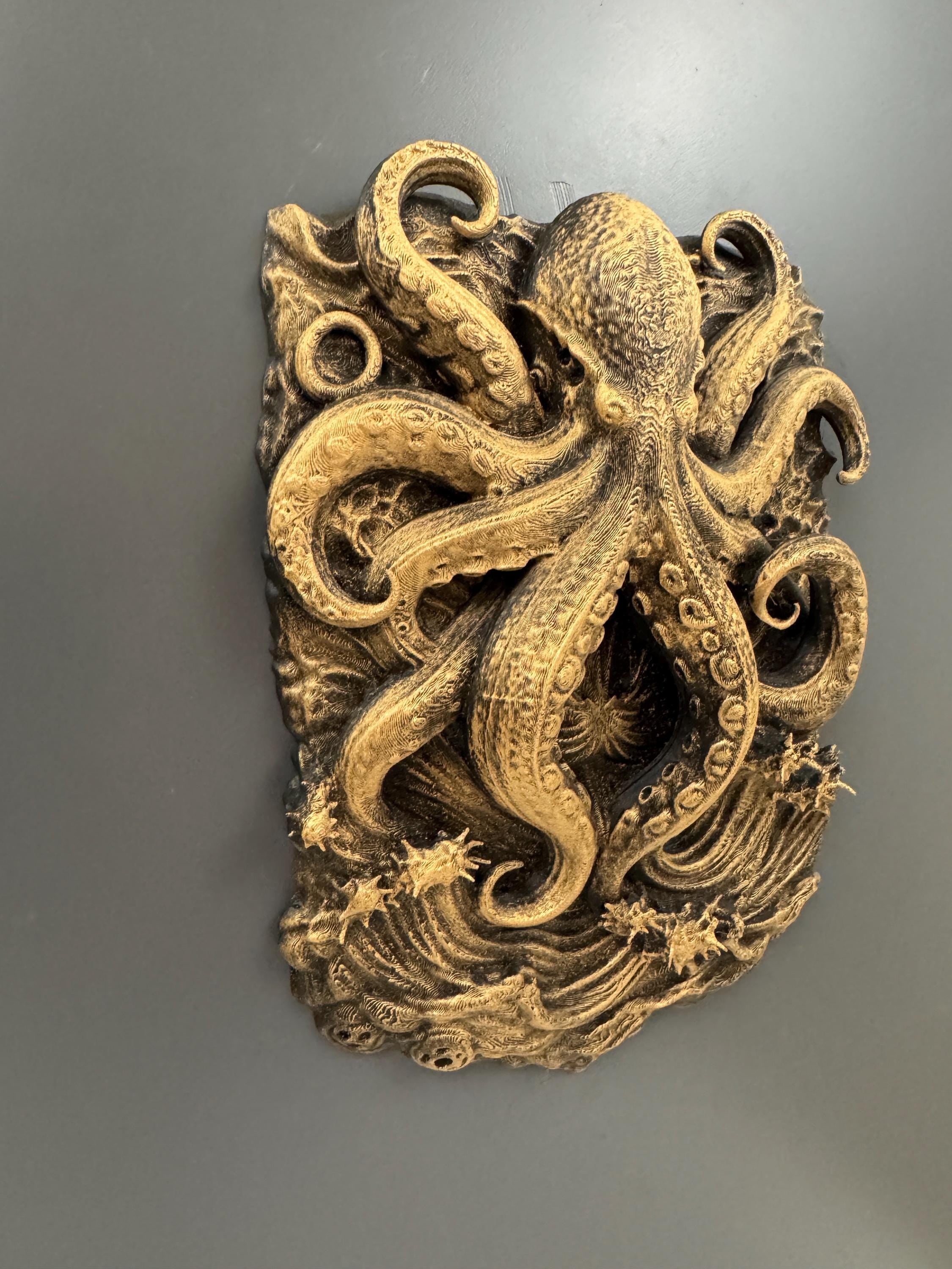 Kraken Octopus Wall Sculpture | Nautical Ocean Wall Art | Dark Coastal Decor | Gothic Sea Creature | Statement Man Cave Wall Piece