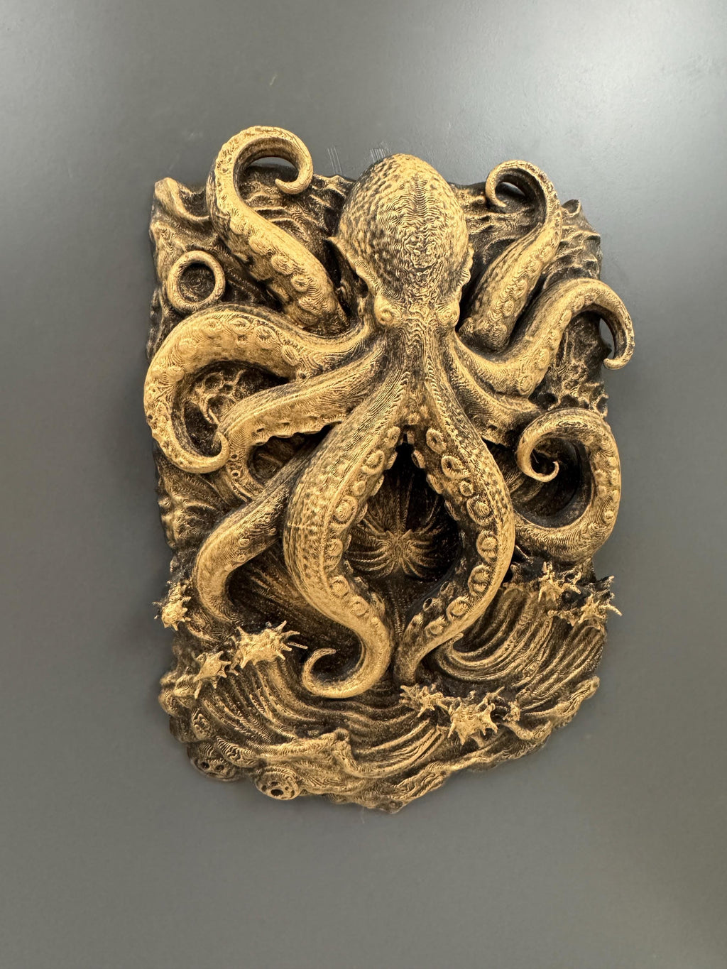 Kraken Octopus Wall Sculpture | Nautical Ocean Wall Art | Dark Coastal Decor | Gothic Sea Creature | Statement Man Cave Wall Piece