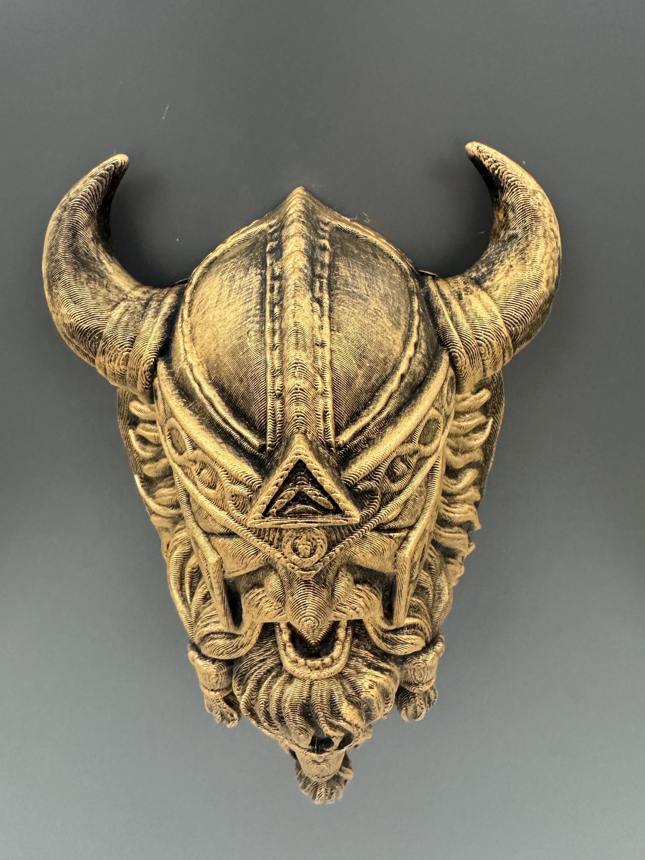 Viking Warrior Wall Sculpture | Horned Helmet Norse Berserker | Bearded Viking Statue | Valknut Wall Decor | Viking Gift for Him