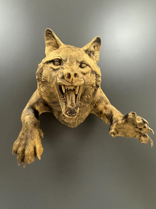 Wolf Head Wall Sculpture | Breaking Through Wall Design | Animal Wall Art | Rustic Wolf Decor | Man Cave Wolf Hanging | Gothic Wolf Gift