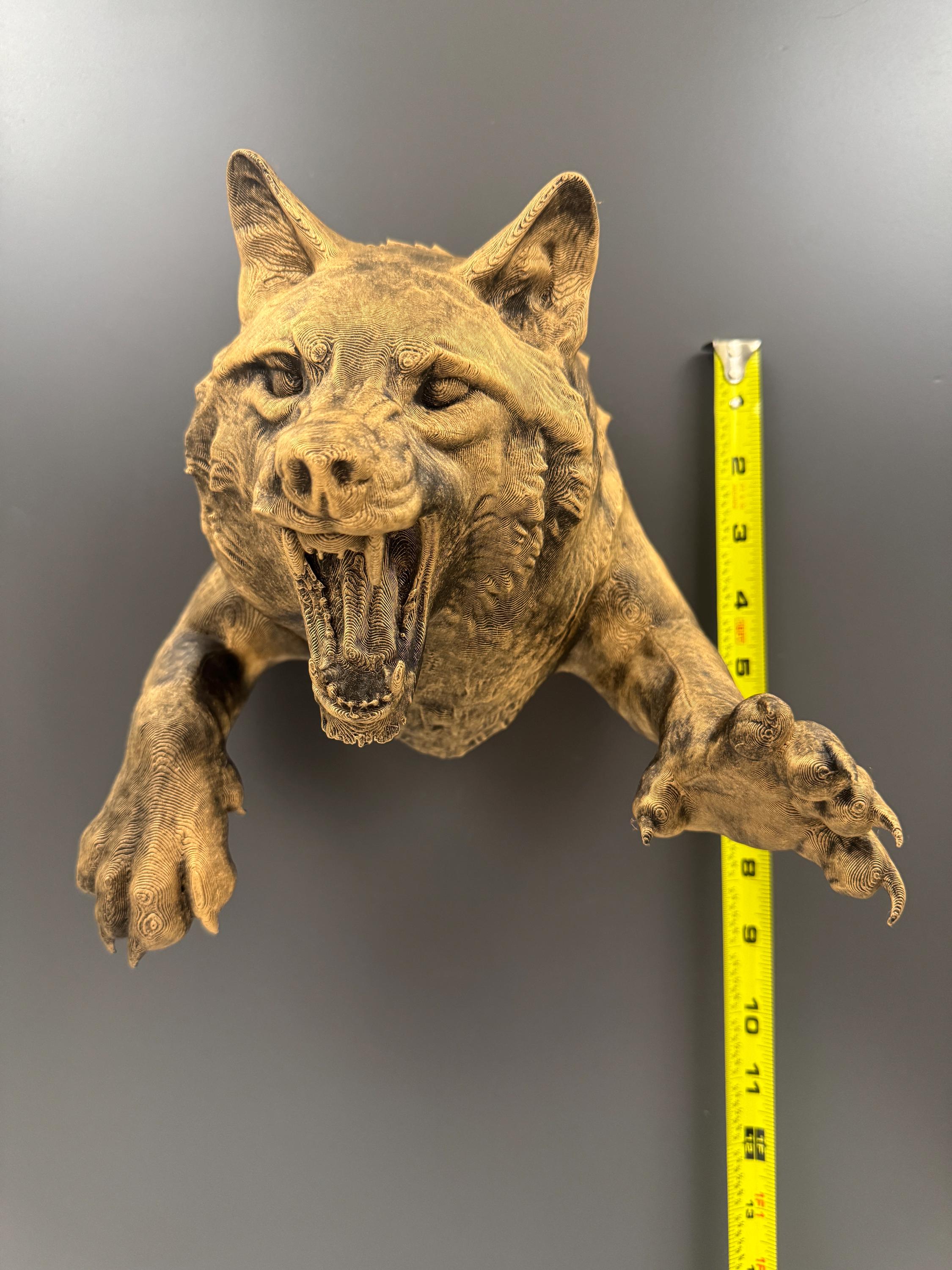 Wolf Head Wall Sculpture | Breaking Through Wall Design | Animal Wall Art | Rustic Wolf Decor | Man Cave Wolf Hanging | Gothic Wolf Gift