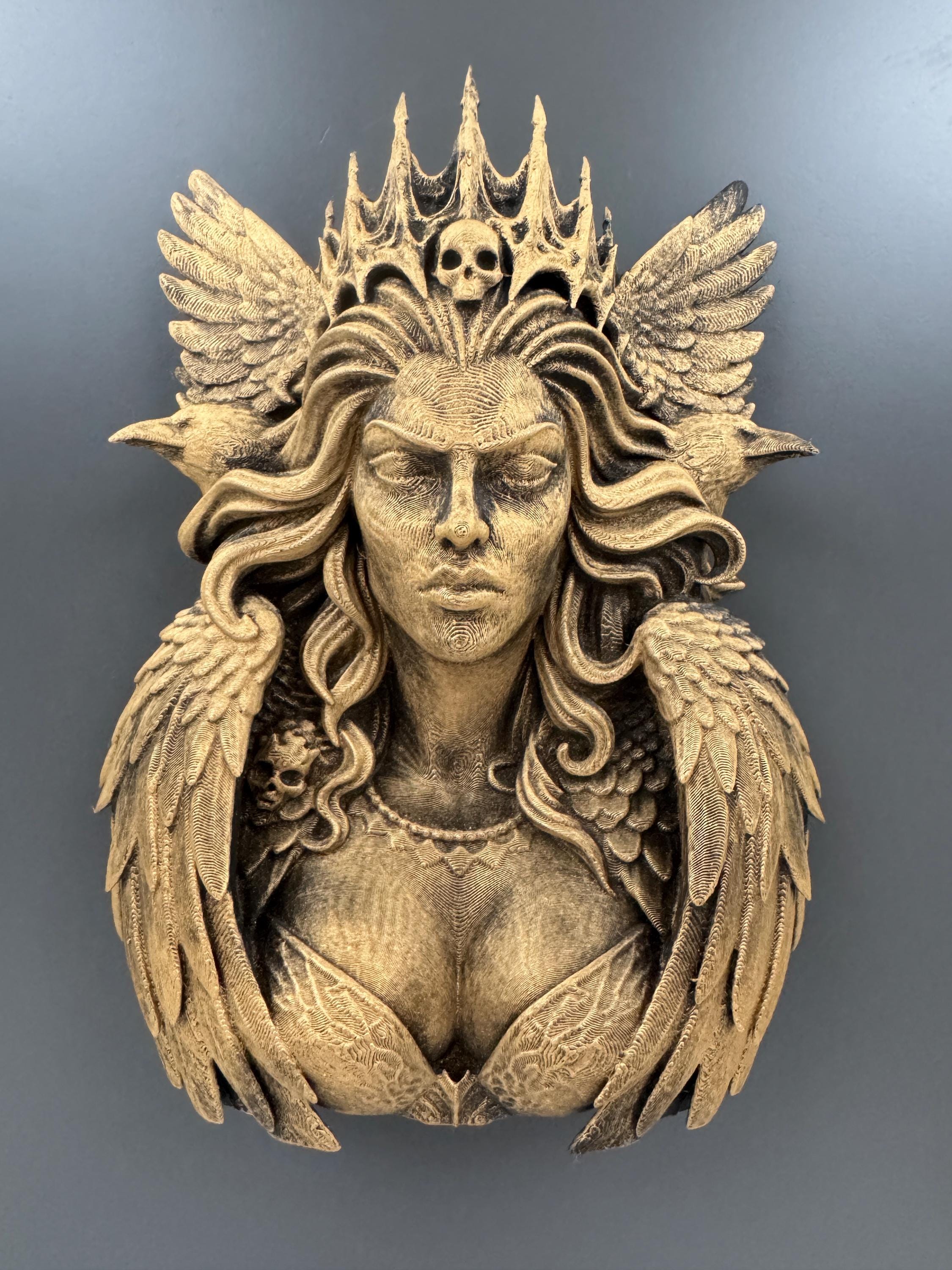 Morrigan Wall Sculpture | Celtic Goddess Bust | Gothic Wall Decor | Dark Mythology Art | Witch Gift for Her