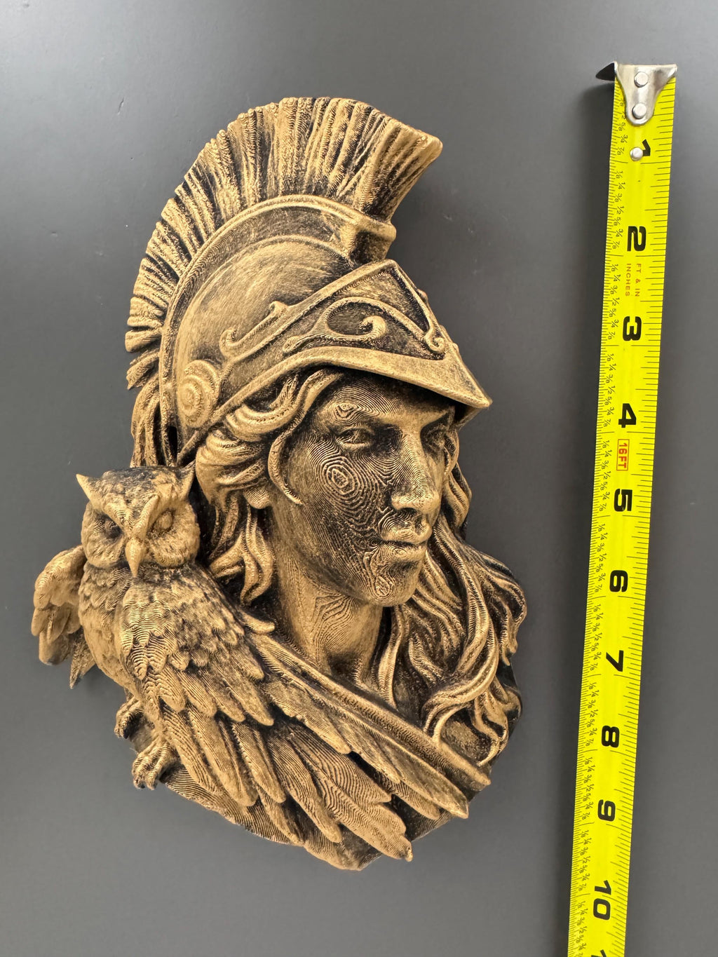 Athena Goddess Wall Bust | Greek Mythology Sculpture with Owl | Dark Academia Decor | Gift for Her