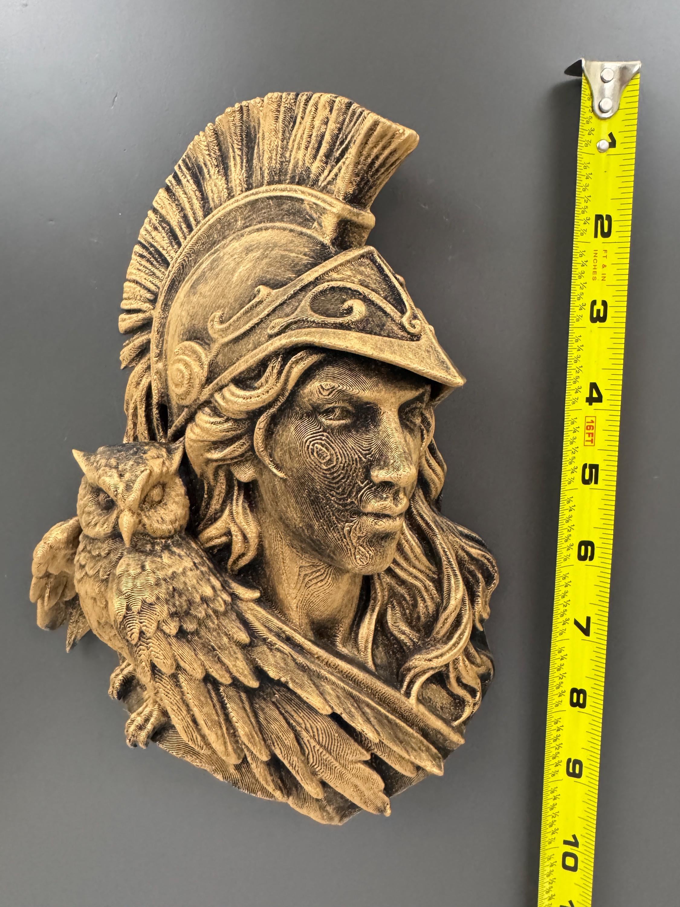 Athena Goddess Wall Bust | Greek Mythology Sculpture with Owl | Dark Academia Decor | Gift for Her