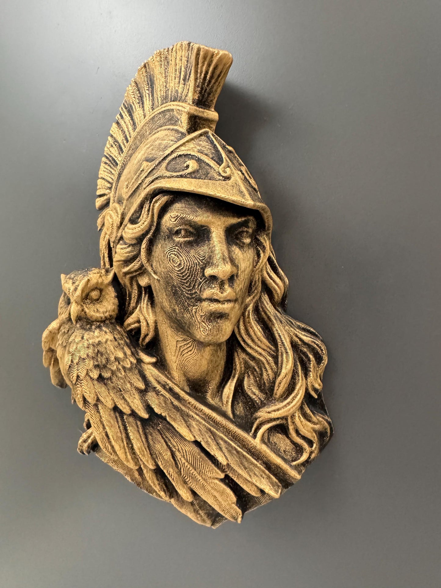 Athena Goddess Wall Bust | Greek Mythology Sculpture with Owl | Dark Academia Decor | Gift for Her