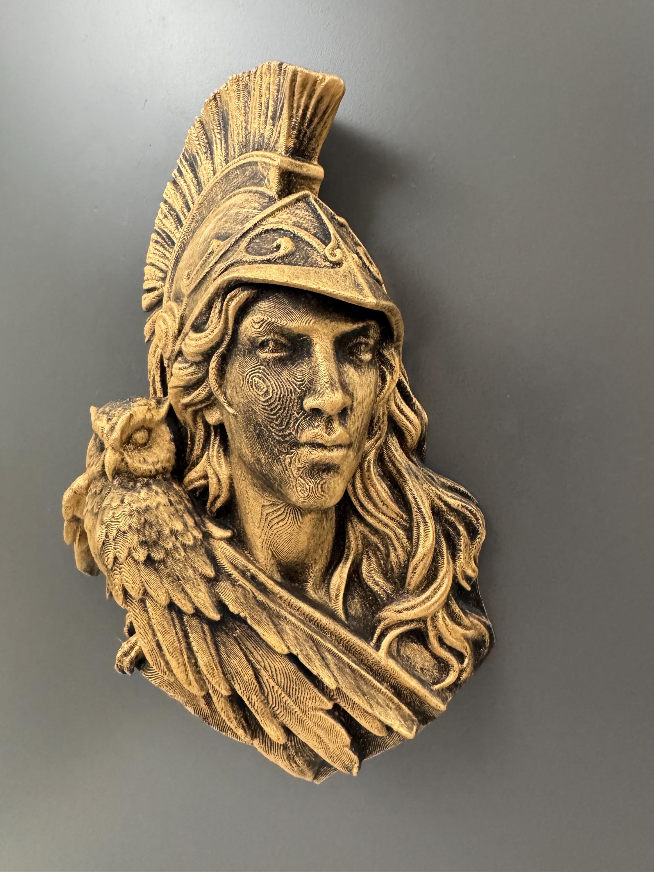 Athena Goddess Wall Bust | Greek Mythology Sculpture with Owl | Dark Academia Decor | Gift for Her