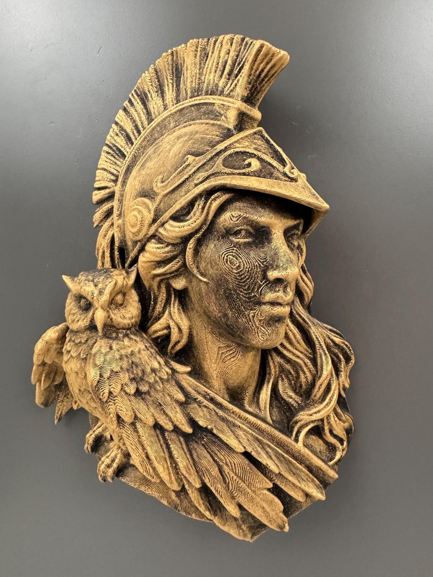 Athena Goddess Wall Bust | Greek Mythology Sculpture with Owl | Dark Academia Decor | Gift for Her