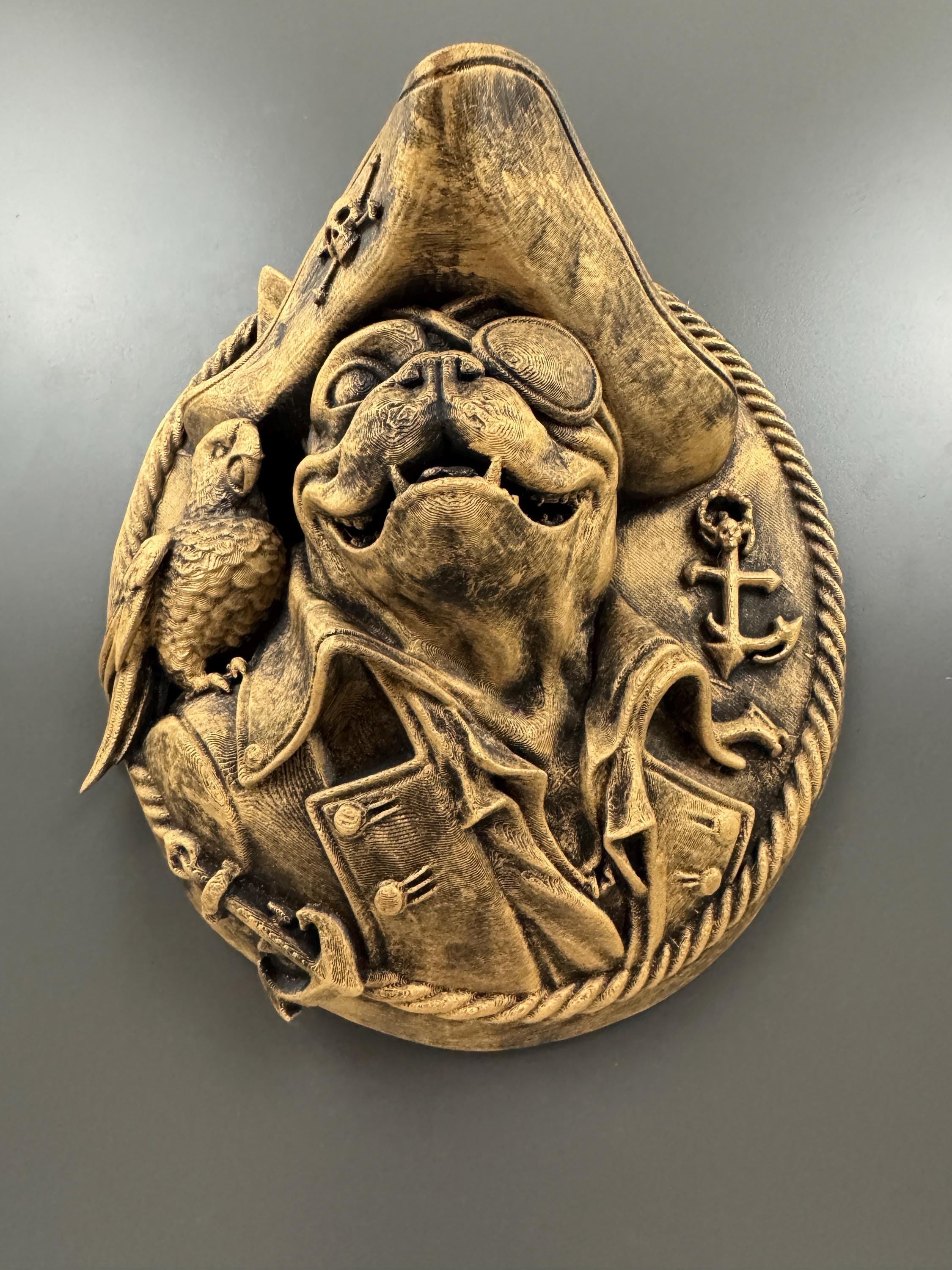 Pirate Frenchie Wall Plaque | French Bulldog Medallion | Nautical Dog Art | Funny Man Cave Gift