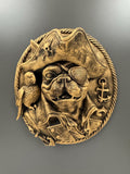 Pirate Frenchie Wall Plaque | French Bulldog Medallion | Nautical Dog Art | Funny Man Cave Gift