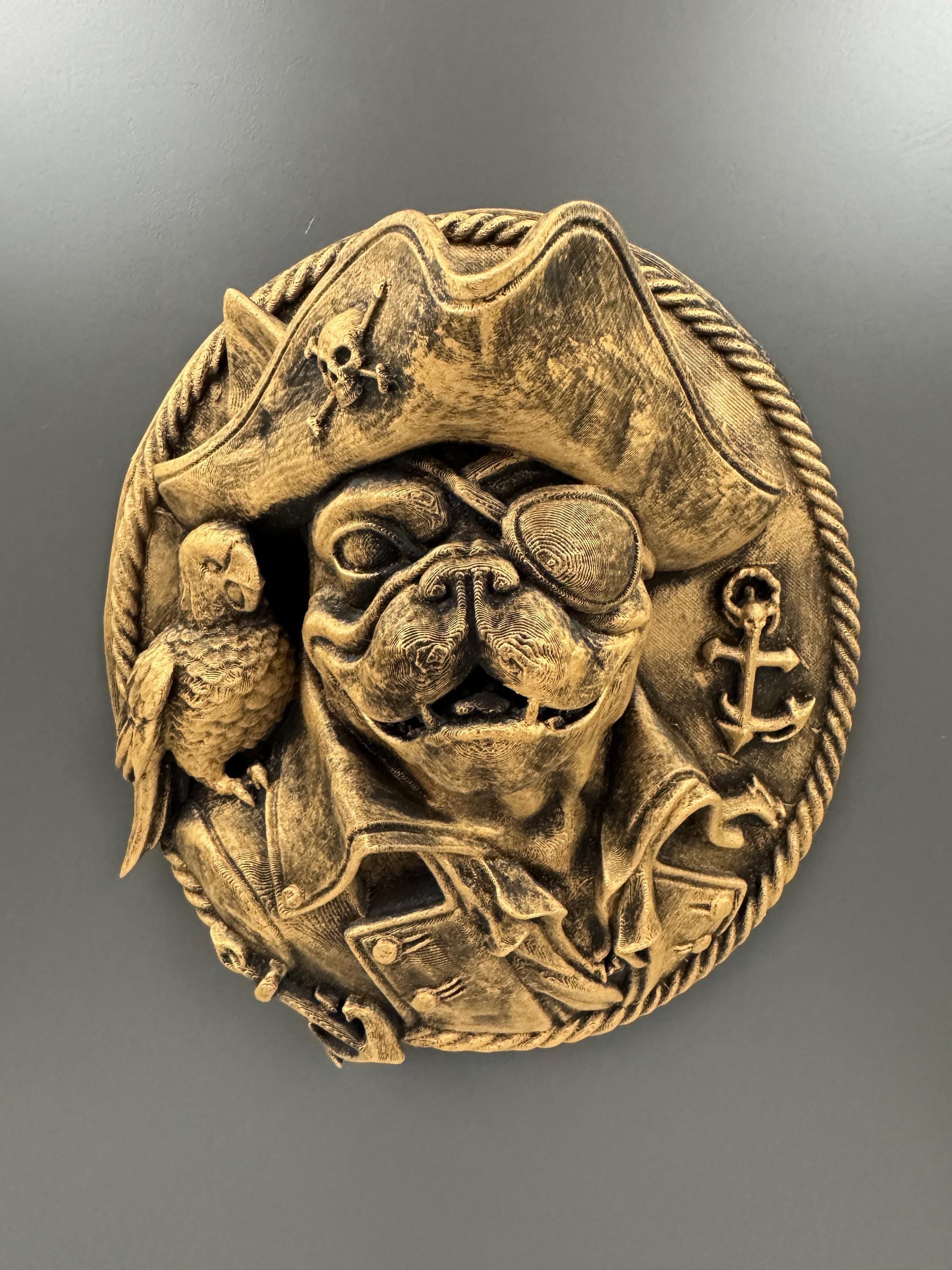 Pirate Frenchie Wall Plaque | French Bulldog Medallion | Nautical Dog Art | Funny Man Cave Gift