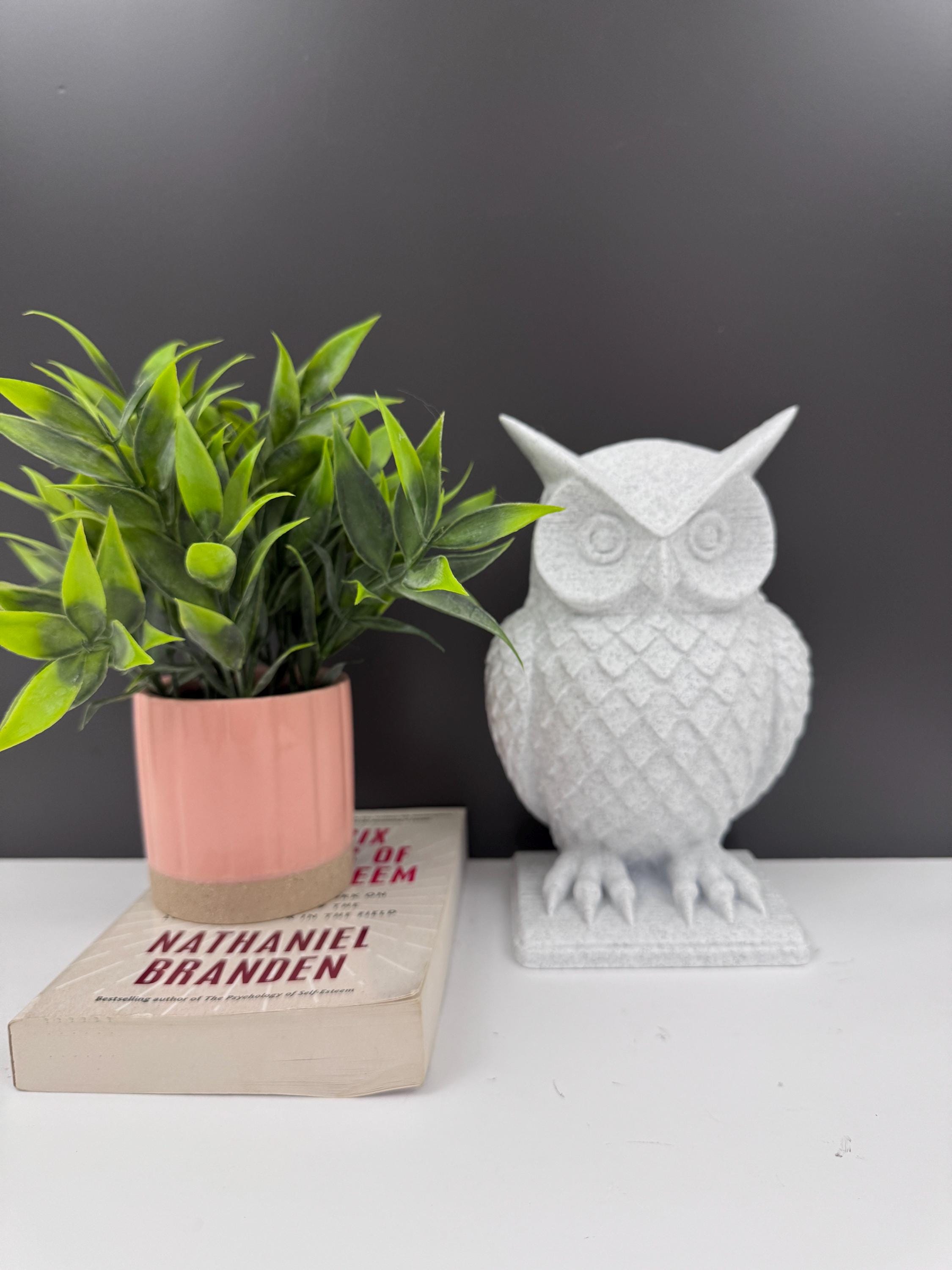 Modern Owl Statue | Owl Figurine Home Decor | Marble Owl Sculpture | Owl Desktop Art | Bird Figurine Gift | Large Owl Statue Display