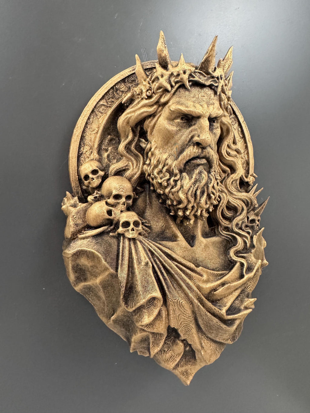 Hades Wall Sculpture | Greek God Underworld Bust | Dark Mythology Relief | Gothic Skull Plaque | Fantasy Home Accent | Unique Gift for Him