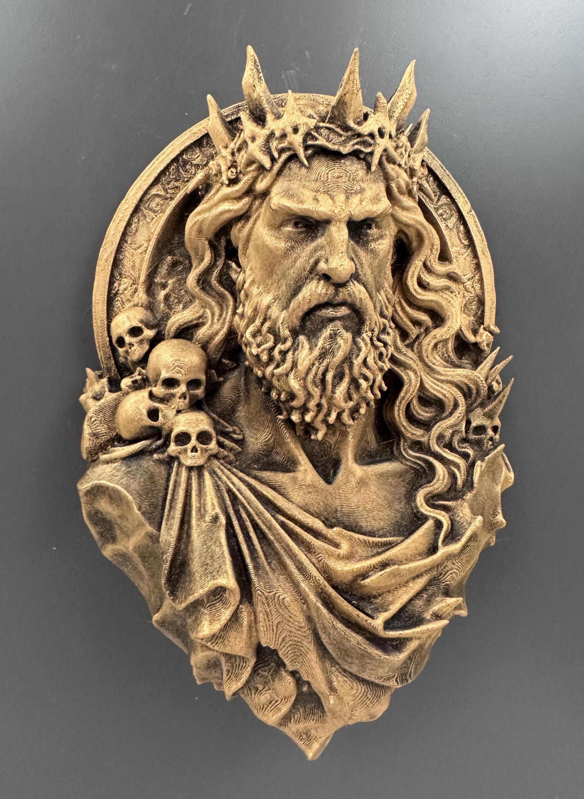 Hades Wall Sculpture | Greek God Underworld Bust | Dark Mythology Relief | Gothic Skull Plaque | Fantasy Home Accent | Unique Gift for Him