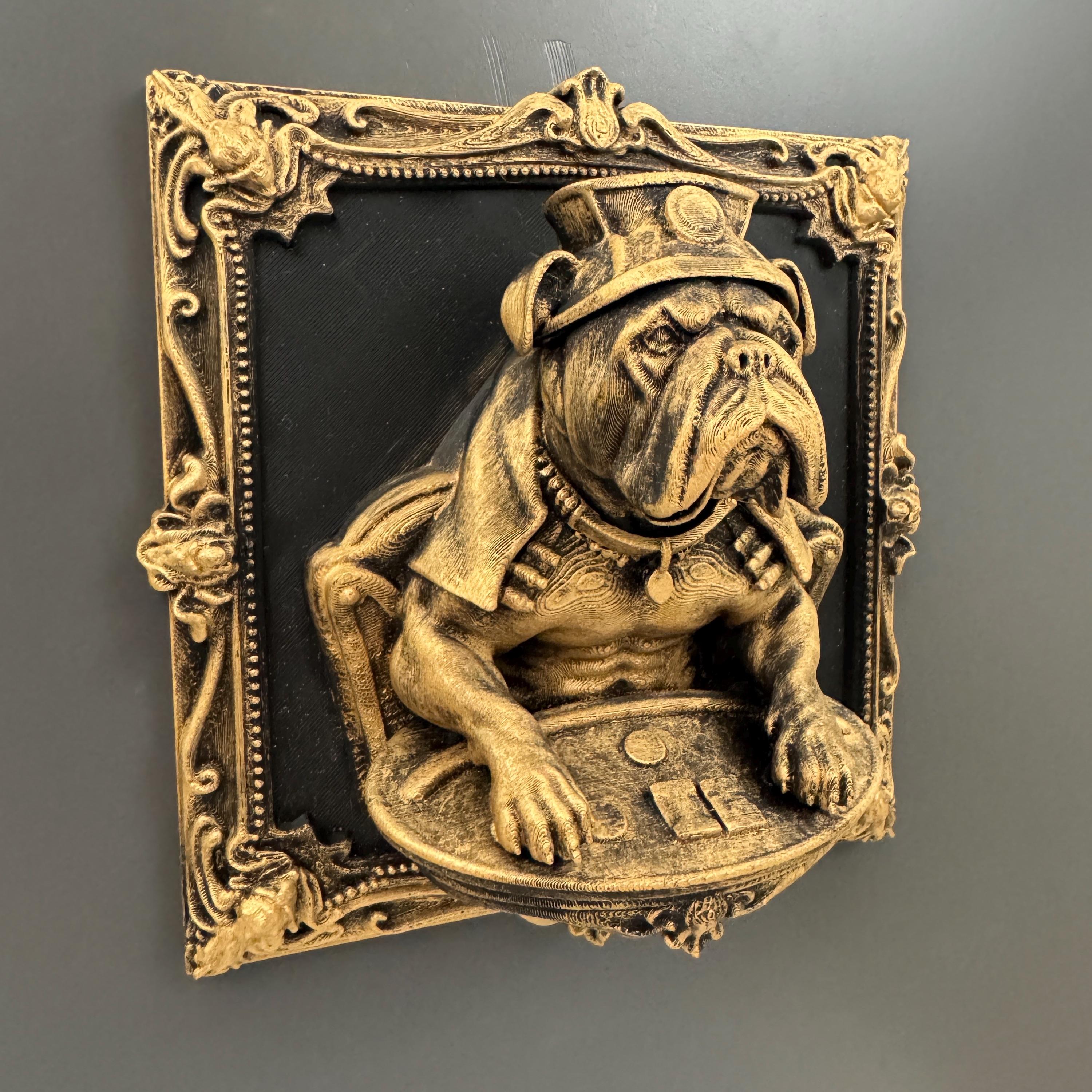 Bulldog Poker Wall Decor | Funny Dog Gambler Wall Art | French Bulldog Man Cave Decor | Poker Table Dog Sculpture | Bar Wall Gift