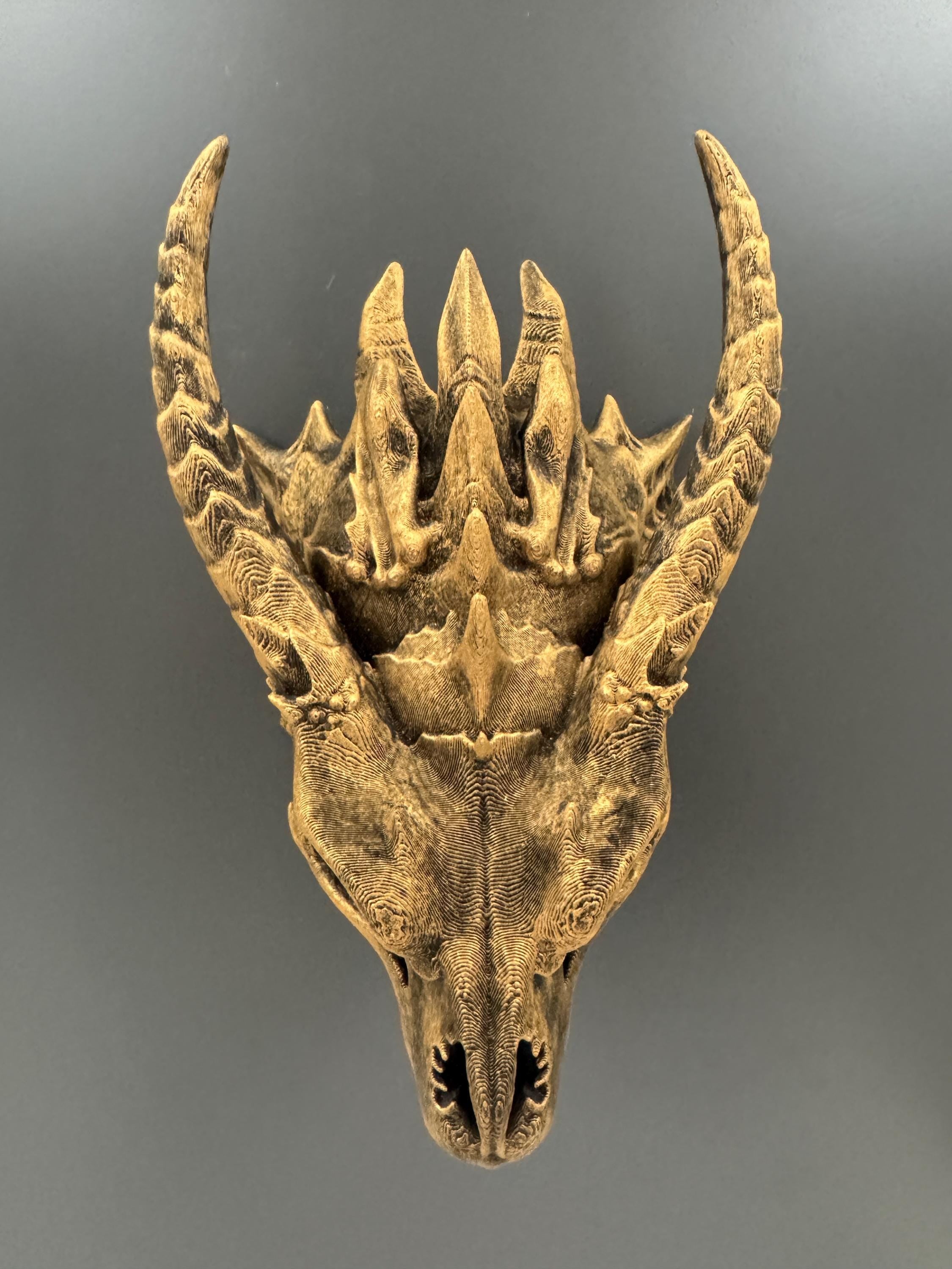 Dragon Skull Wall Mount | Gothic Fantasy Skull Wall Decor | Dragon Wall Art | Man Cave Gift for Him