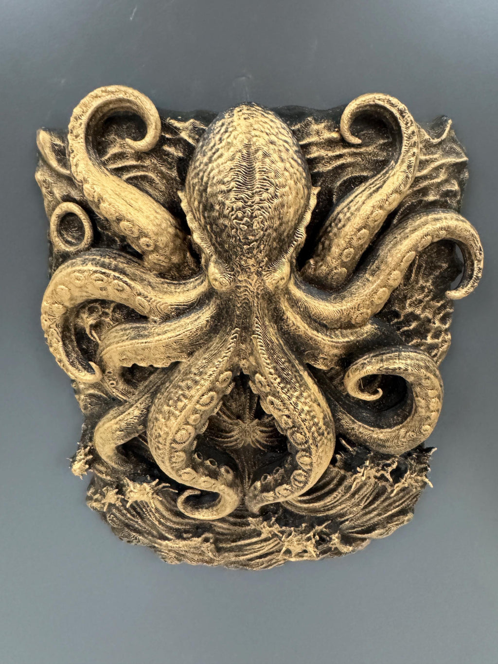 Kraken Octopus Wall Sculpture | Nautical Ocean Wall Art | Dark Coastal Decor | Gothic Sea Creature | Statement Man Cave Wall Piece