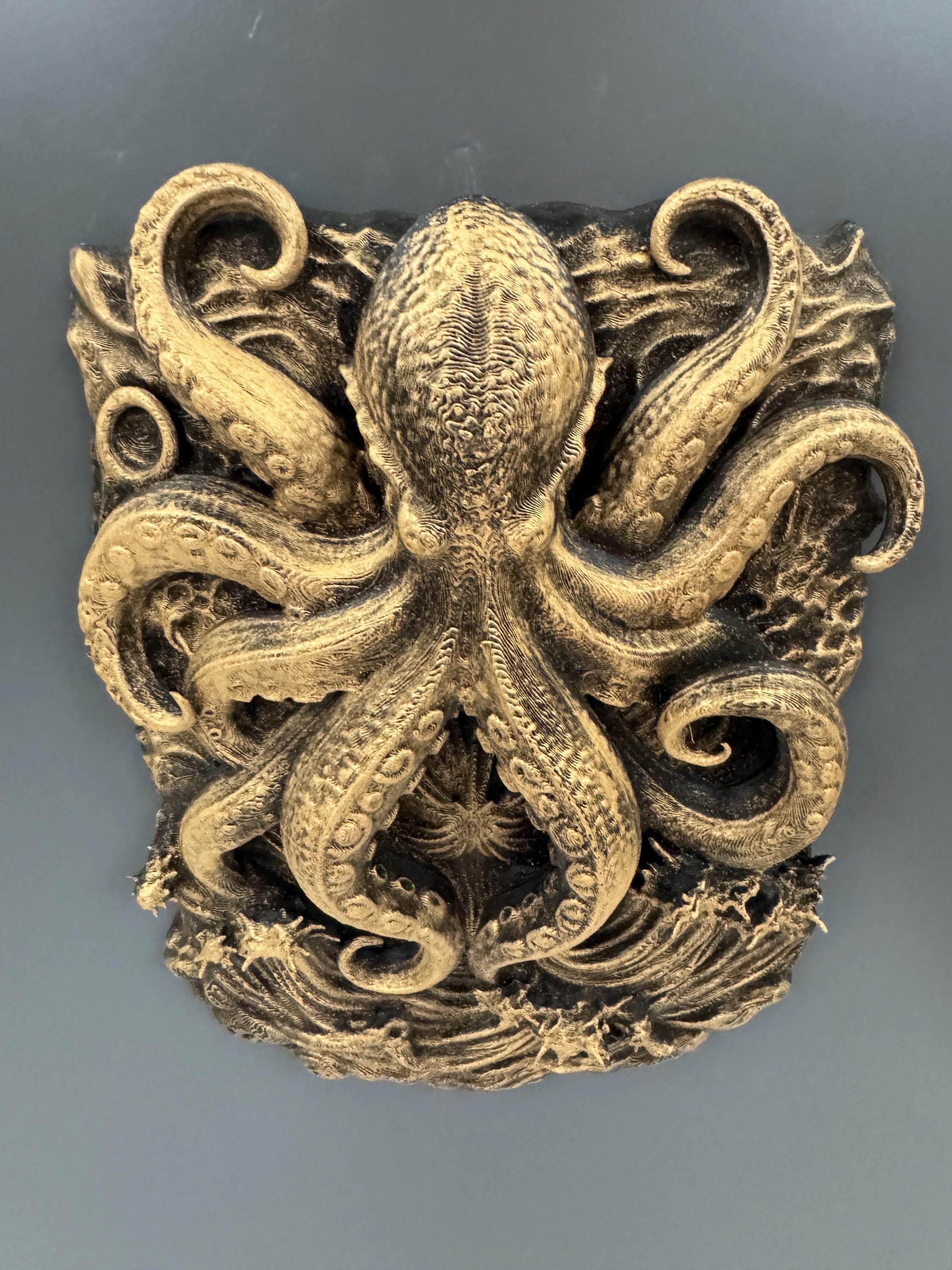 Kraken Octopus Wall Sculpture | Nautical Ocean Wall Art | Dark Coastal Decor | Gothic Sea Creature | Statement Man Cave Wall Piece
