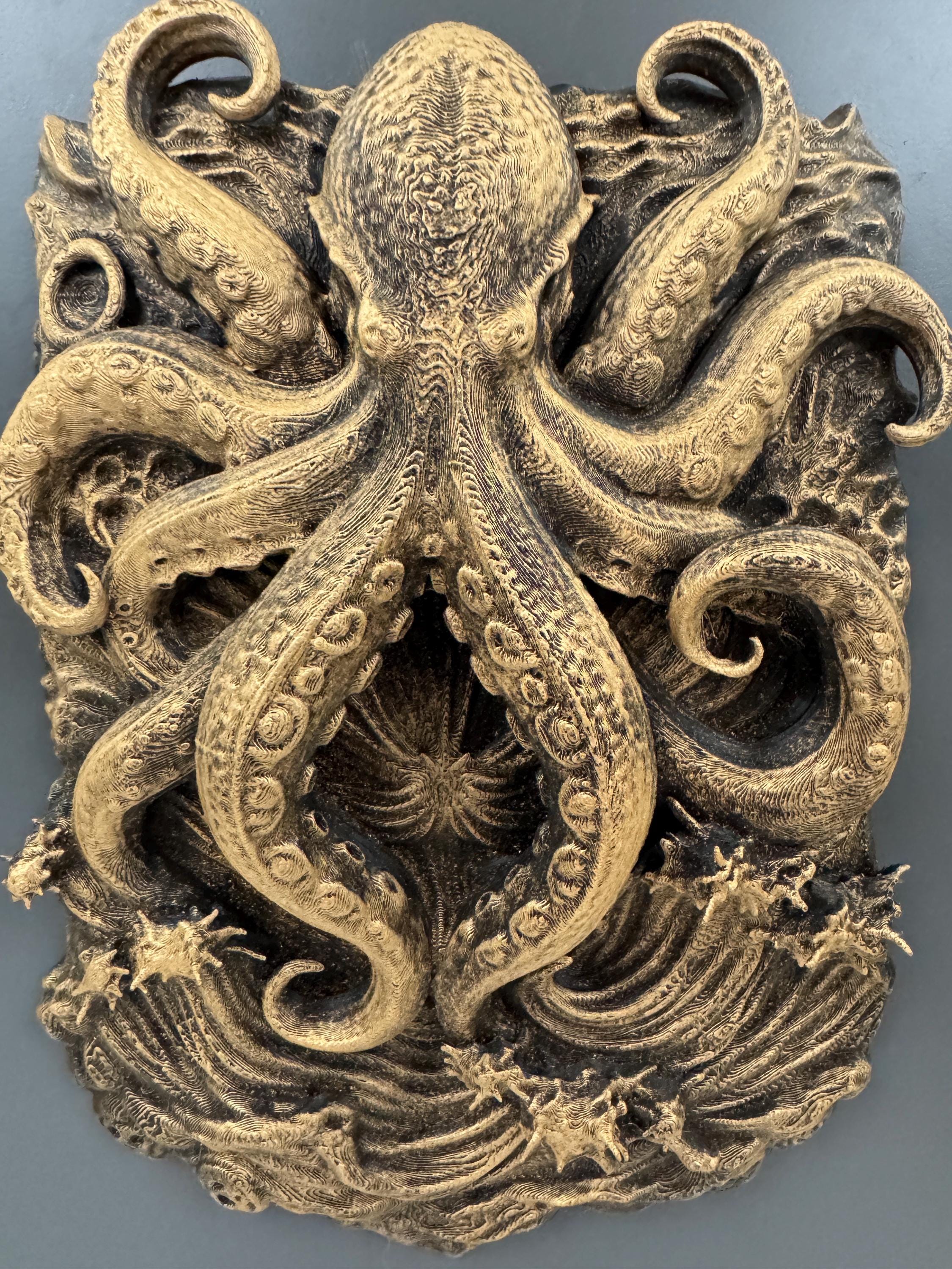 Kraken Octopus Wall Sculpture | Nautical Ocean Wall Art | Dark Coastal Decor | Gothic Sea Creature | Statement Man Cave Wall Piece