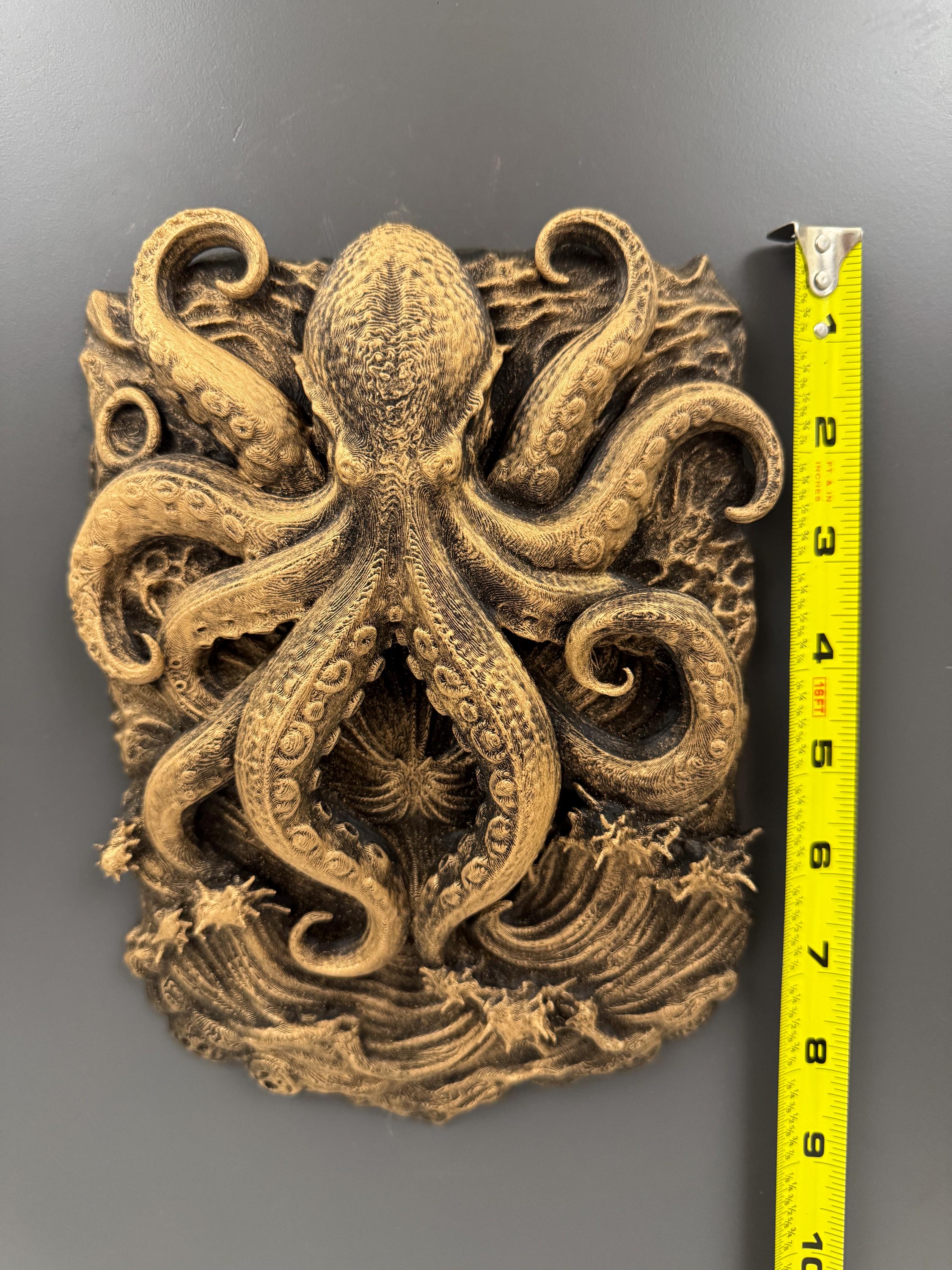 Kraken Octopus Wall Sculpture | Nautical Ocean Wall Art | Dark Coastal Decor | Gothic Sea Creature | Statement Man Cave Wall Piece