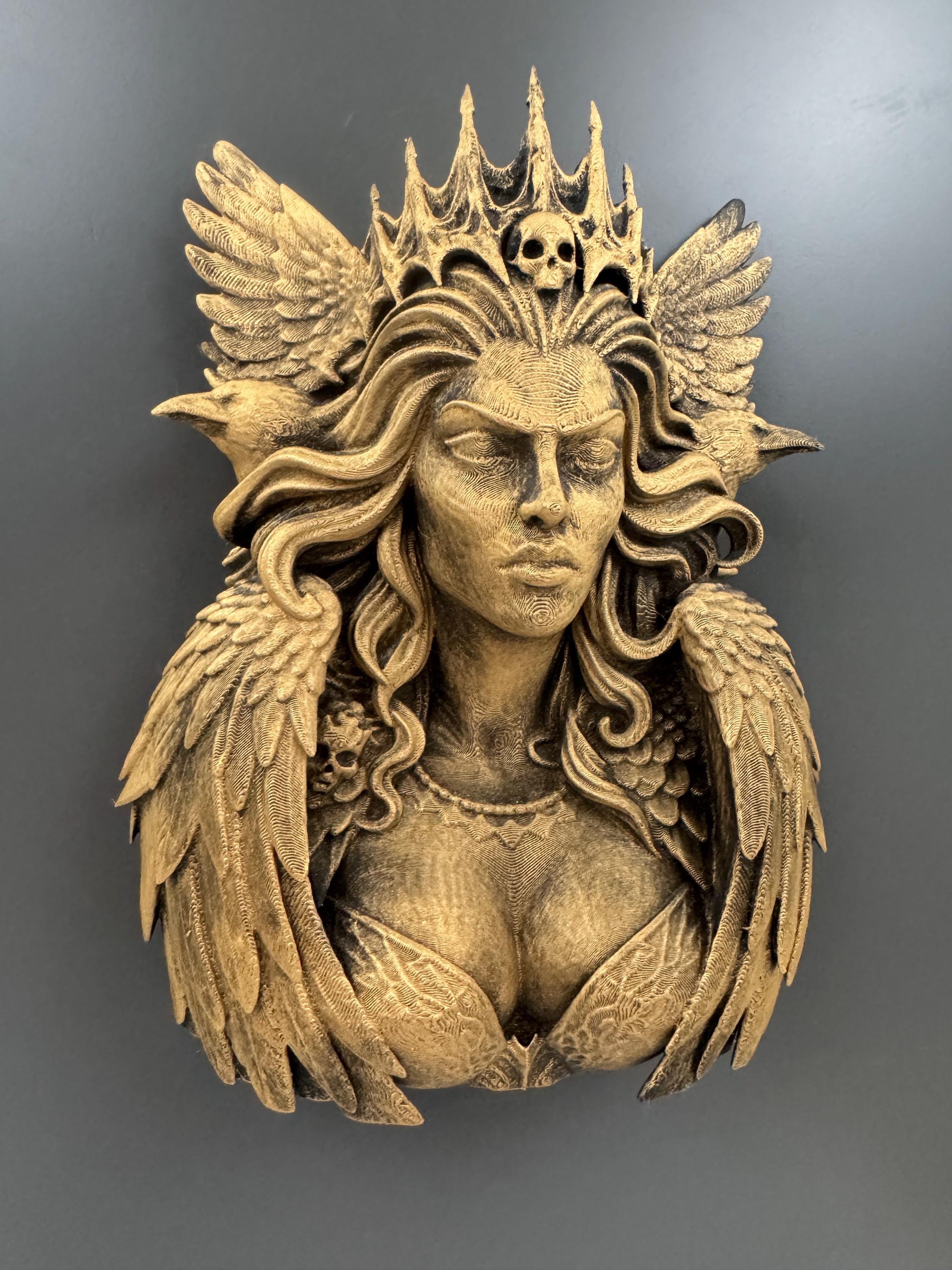Morrigan Wall Sculpture | Celtic Goddess Bust | Gothic Wall Decor | Dark Mythology Art | Witch Gift for Her